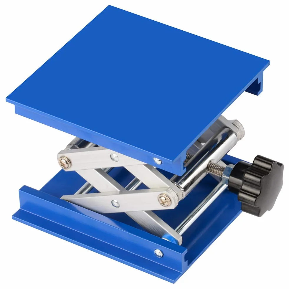 stonylab Cavalletto da Laboratorio 4x4 inch, 100x100 mm Anodizzato Alumina Sollevamento Tabella Laboratorio Forbici Jacks con 5 kg di peso di supporto, portata verticale da 45 a 140 mm