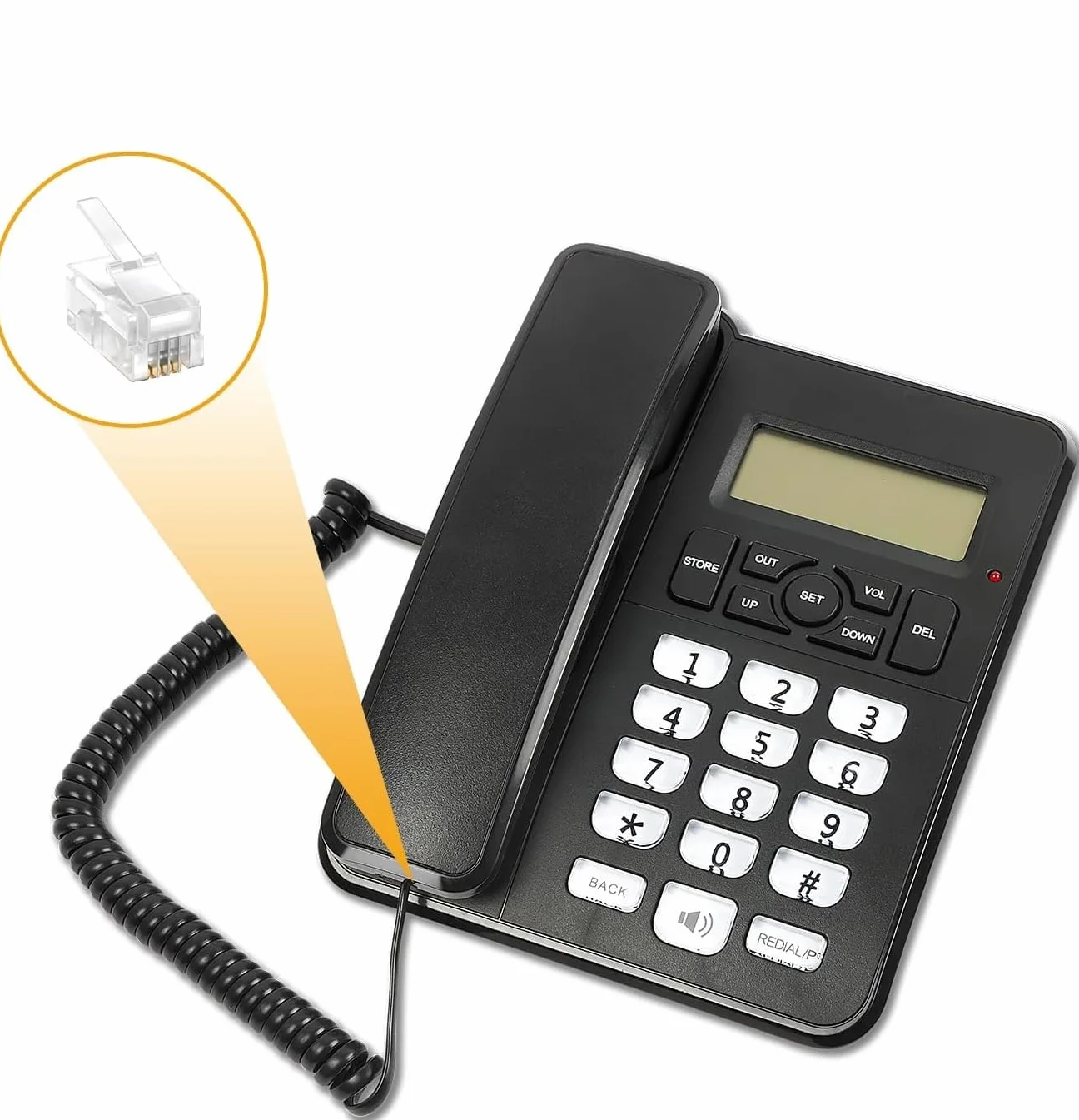 TECHZOCO Connettore RJ11, connettore telefonico modulare, connettore 6P4C, adattatore per telefono, AWG26, adatto per applicazioni telefoniche, fax, voce in sistemi di cablaggio domestico o ufficio