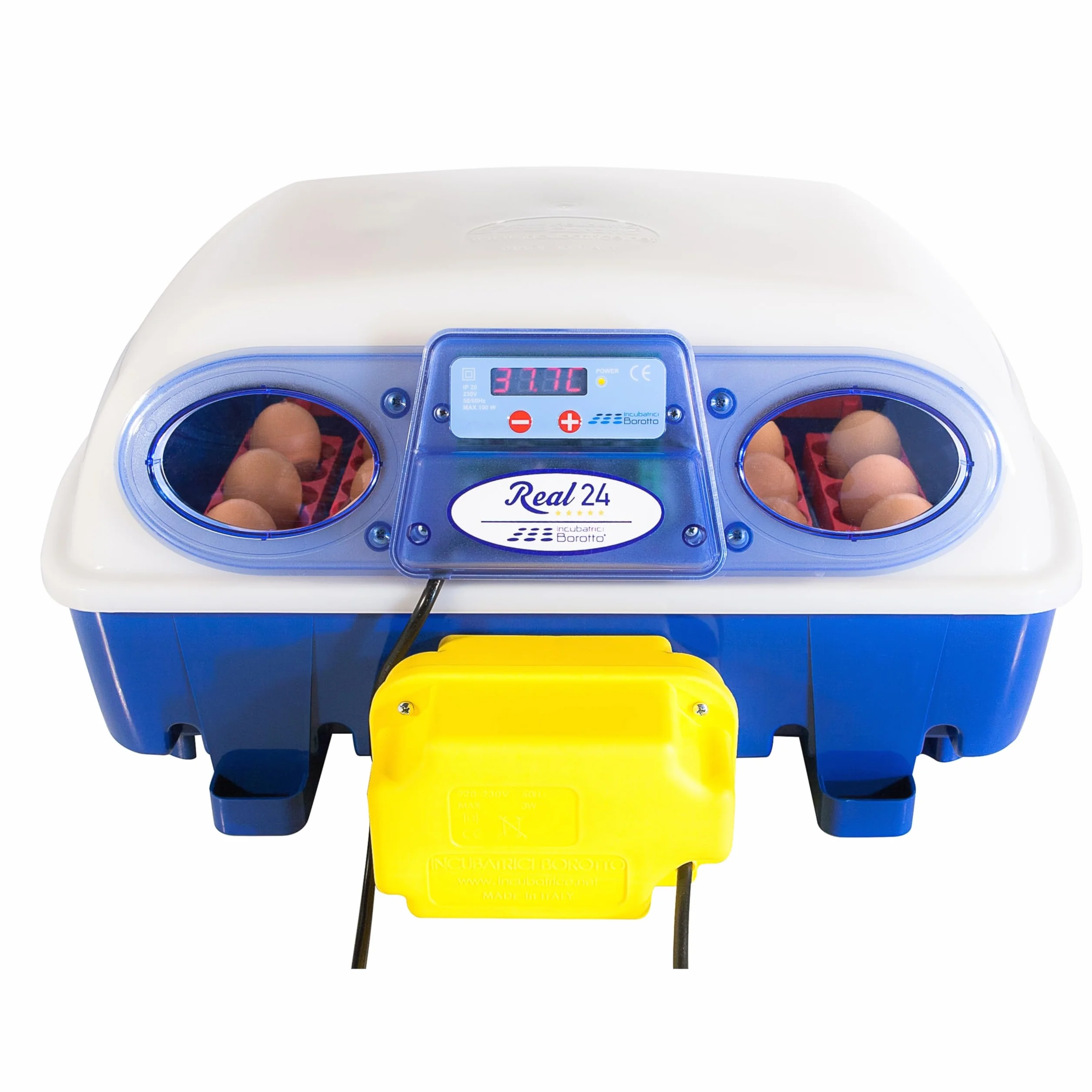 Borotto Real 24 | Incubatrice per Uova Automatica Professionale Brevettata per 24 Uova o 96 Piccole con Girauova Automatico e Controllo della Temperatura | Made in Italy