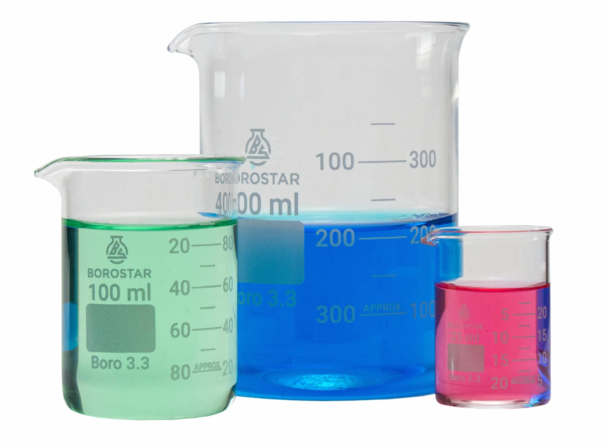 Bicchiere (Boro 3.3), forma bassa con graduazione e beccuccio, 25 ml