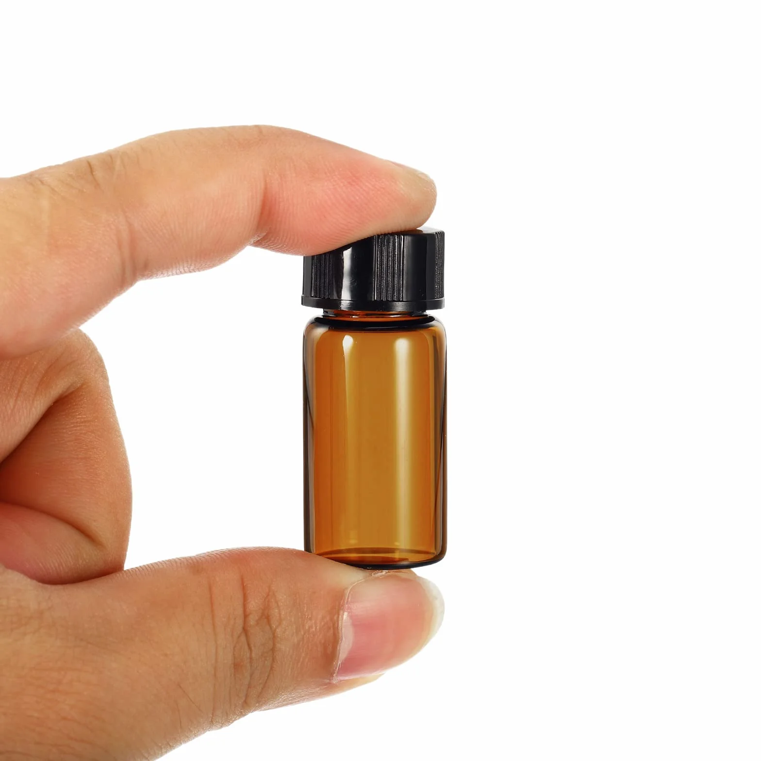 PATIKIL 5mL Reagente Media Bottiglia, 10pz Rotondo Vetro Conservazione Bottiglie Plastica Vite Tappo per Laboratorio Casa, Marrone