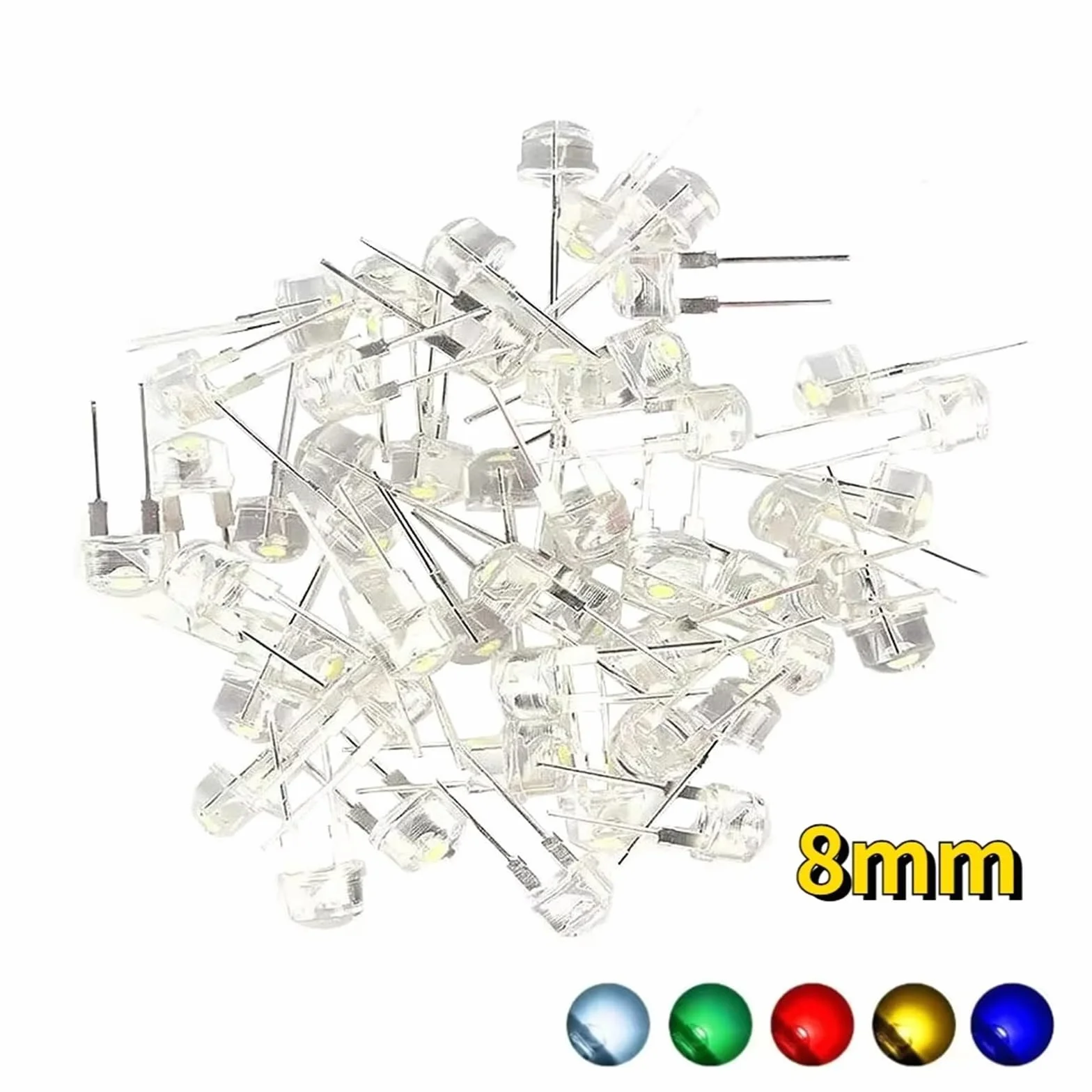 10-50PCS Cappello Di Paglia Led 8mm Blu Verde Rosso Giallo Bianco Bianco Caldo LED Diodo Emettitore Di Luce Super Luminoso F8 0.3W 0.5W 0.75W(20PCS-Green)