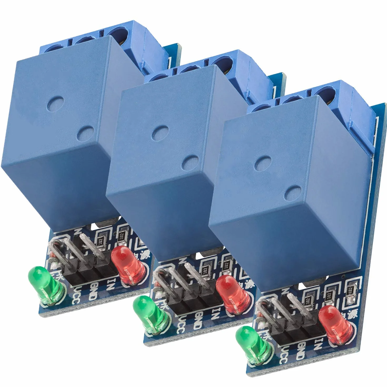 AZDelivery 3 x 1 Canale KF-301 Modulo Relay 5V Low-Level-Trigger compatibile con Arduino incluso un E-Book!