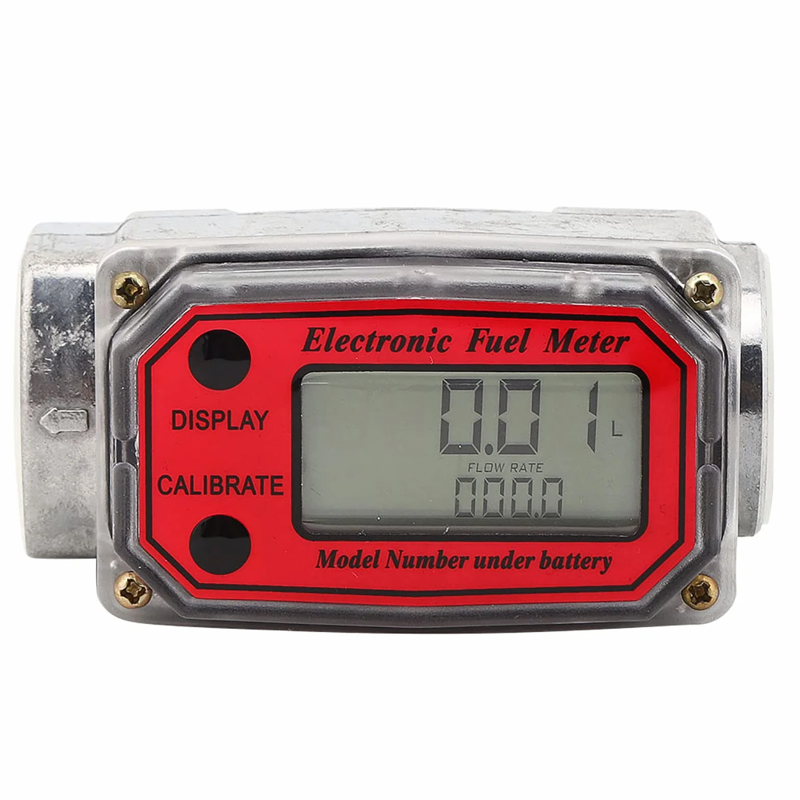 Contalitri Gasolio Misuratore di Portata Elettronico Turbina Digitale 10-200L 1" NPT Rosso LLW-25