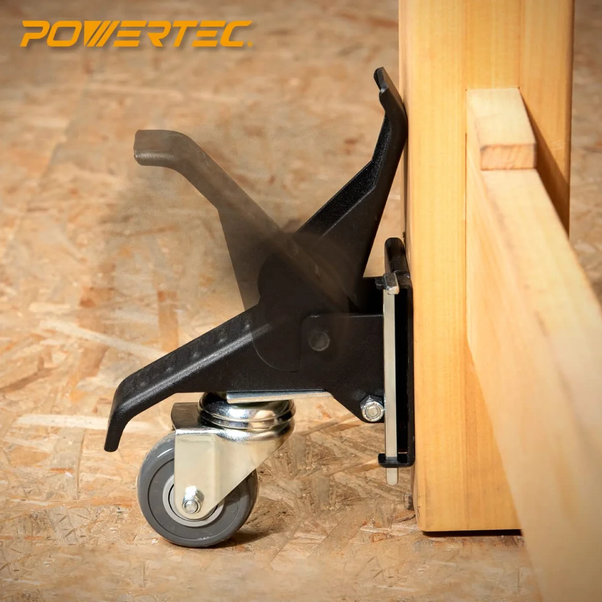 POWERTEC 17002 - Set di 4 rotelle per banco da lavoro, con piastre a sgancio rapido, colore: Nero