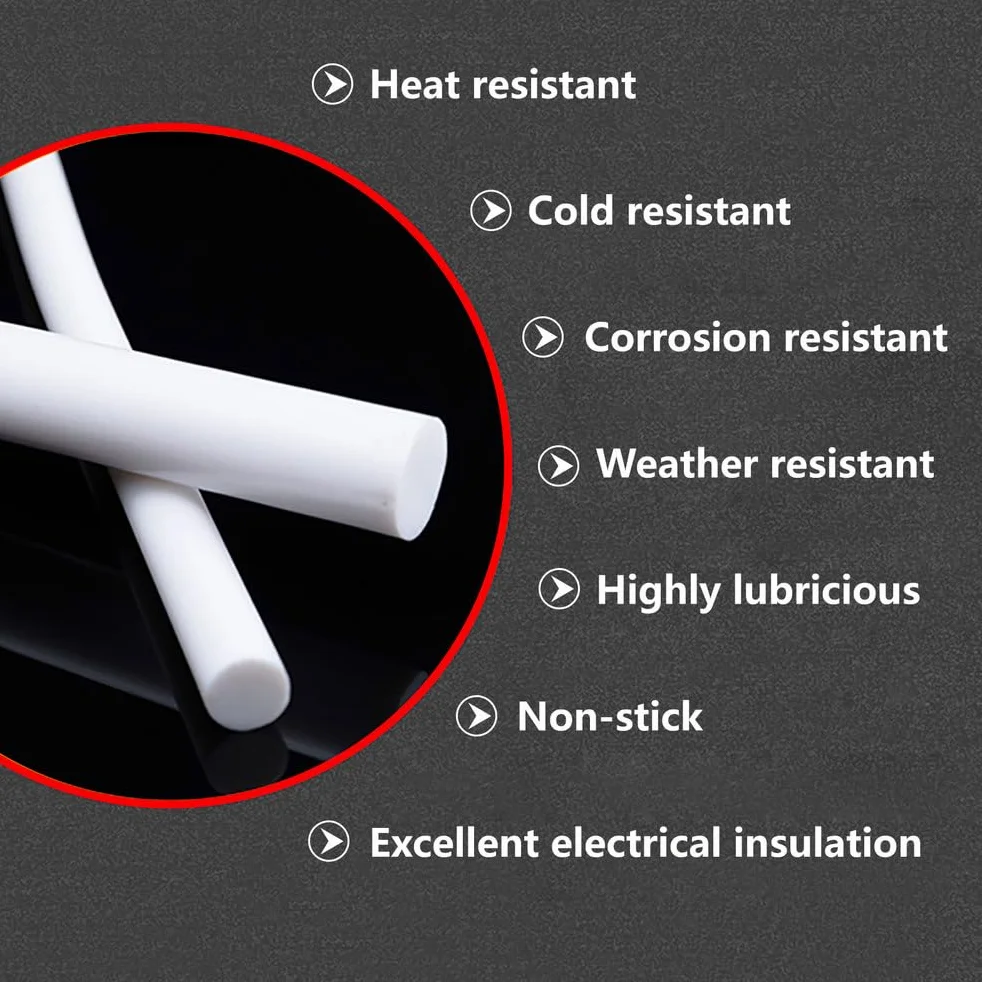 Barra in PTFE e Teflon 50 cm diametro 16-28 mm antiaderente resistente agli agenti chimici