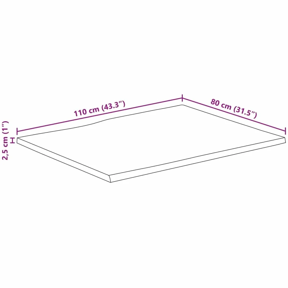 vidaXL Piano Tavolo Bordi Vivi 110x80x2,5 cm Legno di Mango Grezzo Sostituzione Tavolo da Pranzo