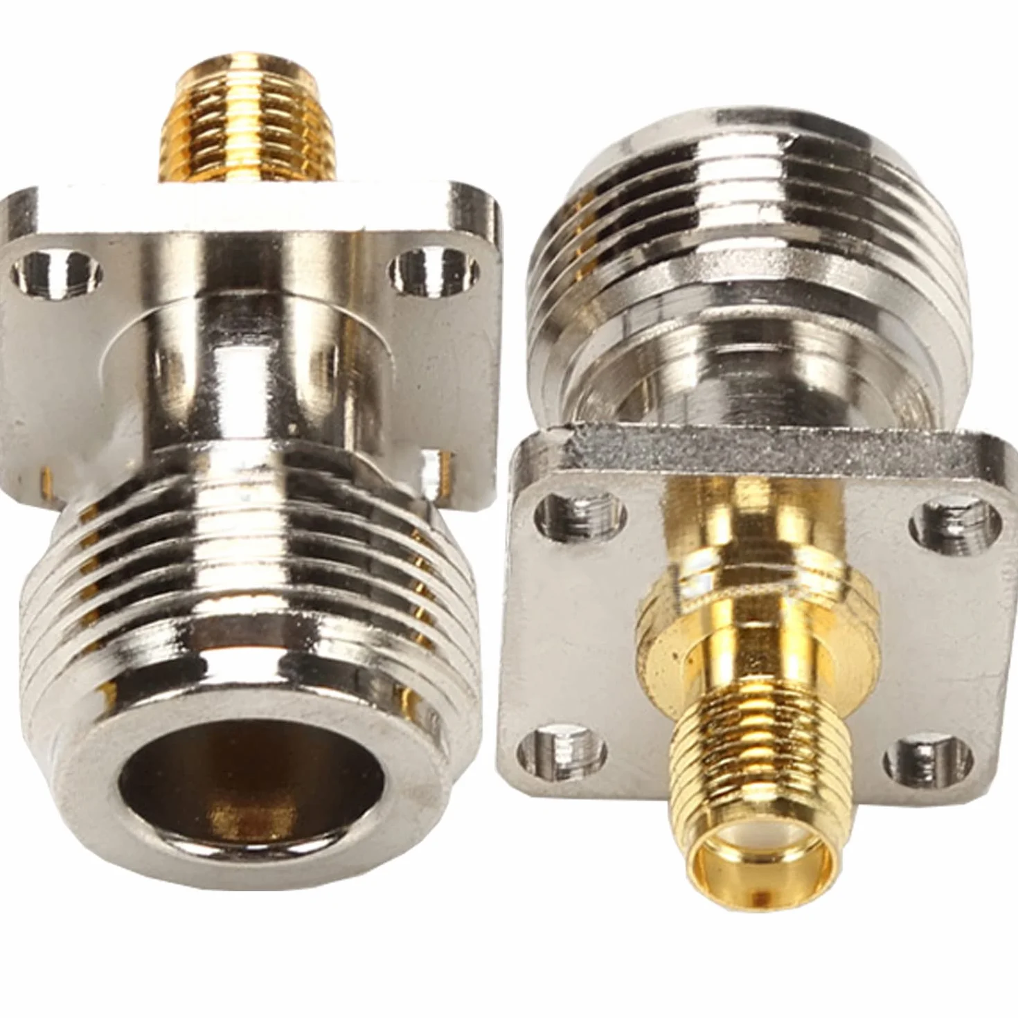2 pezzi SMA femmina a N tipo femmina montaggio a pannello connettore 4 fori flangia N tipo a SMA coassiale adattatore PCB convertitore coassiale