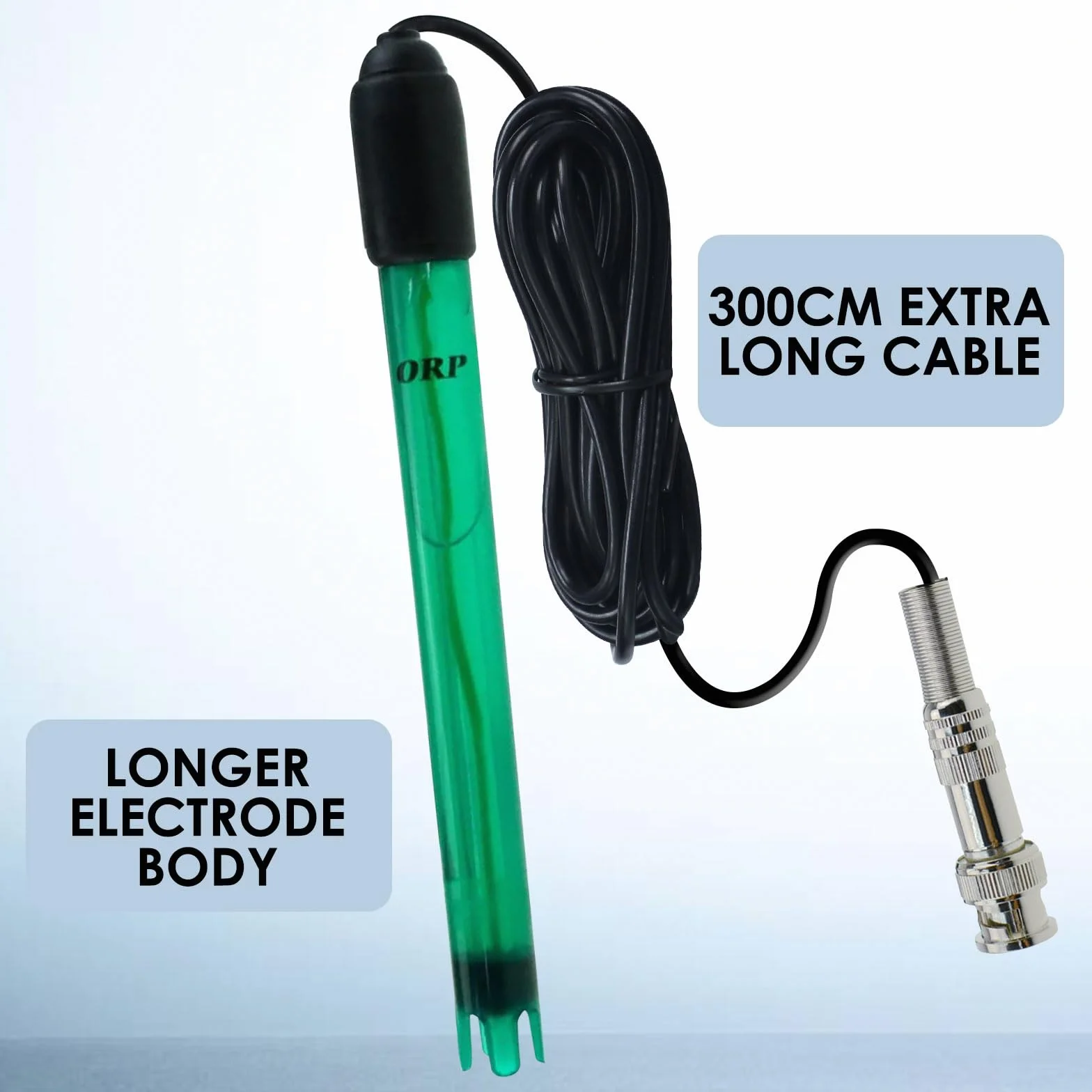 Elettrodo ORP Sostituibile con Connettore BNC Cavo Lungo 300 cm (10 ft) Alta Precisione (-1999-1999 mV) Per Piscine, Spas, Acquari, Acqua Potabile & Laboratori
