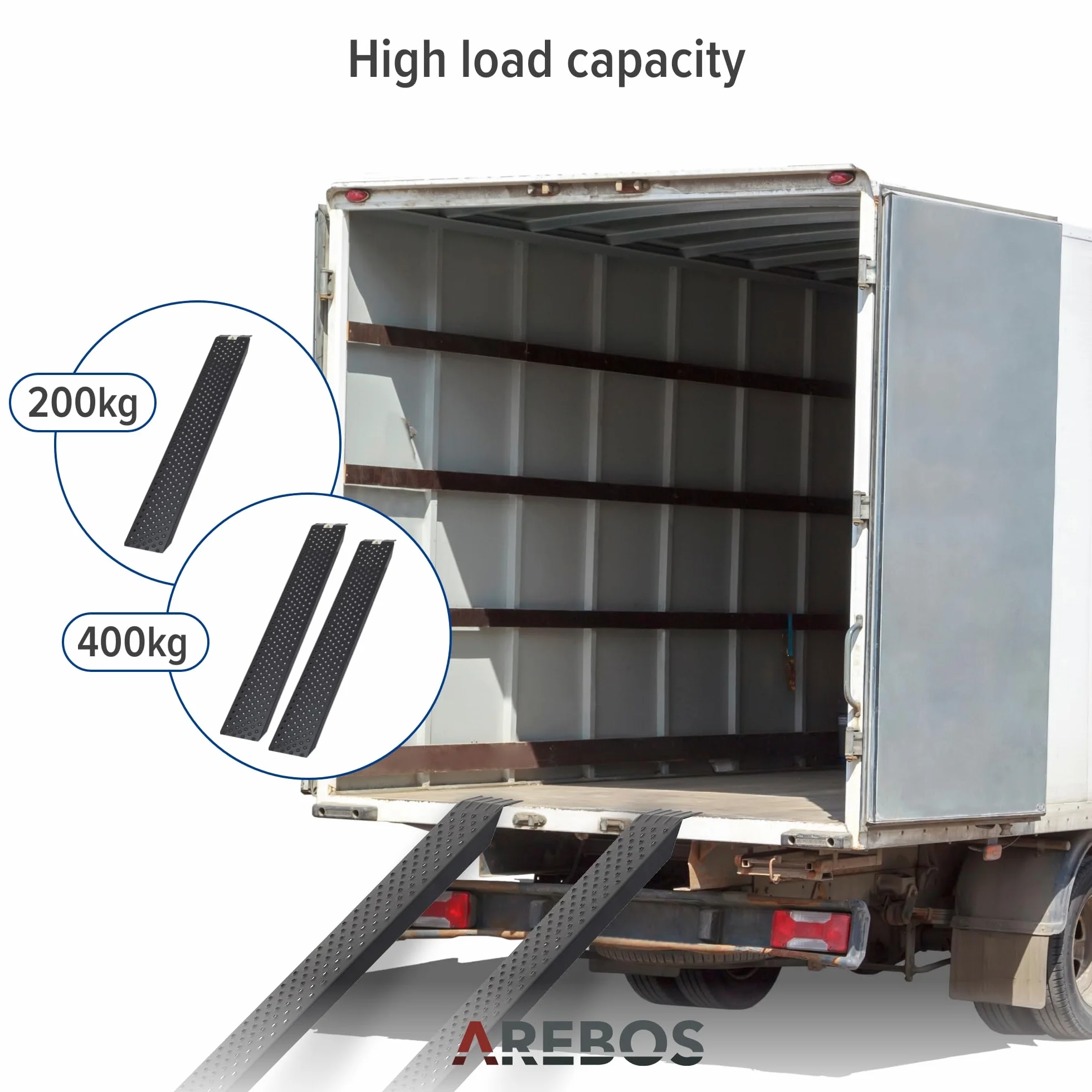 Arebos 2 rampe di carico per moto, in acciaio zincato, 200 kg per pezzo, 400 kg per coppia, binari di carico per moto, ATV, quad, auto, rampa per rimorchio, antracite