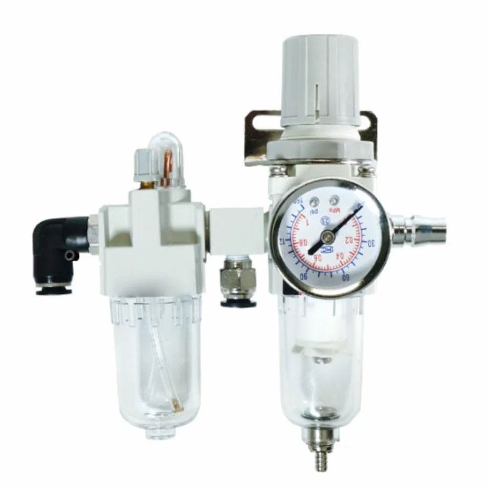 Regolatore di pressione dell'aria per smontagomme con separatore di olio e acqua, regolatore del filtro in materiale PP per strumenti di riparazione automobilistici, compatto, 104 mm x 166