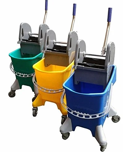 Secchio per le pulizie professionale con pressa e ruote, da 32 litri colore blu