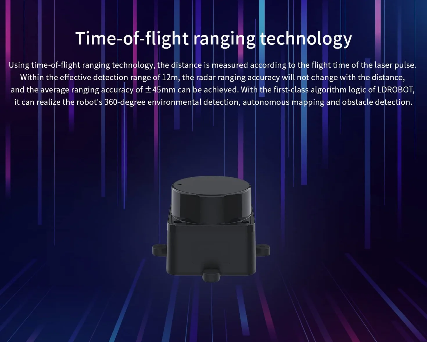 InnoMaker DTOF LiDAR Time-of-Flight Lidar STL-19P, Scansione laser omnidirezionale a 360 gradi, Antiriflesso 60000 Lux, Frequenza di misurazione 5000 Hz, Portata di 12 m, Supporto ROS/ROS2