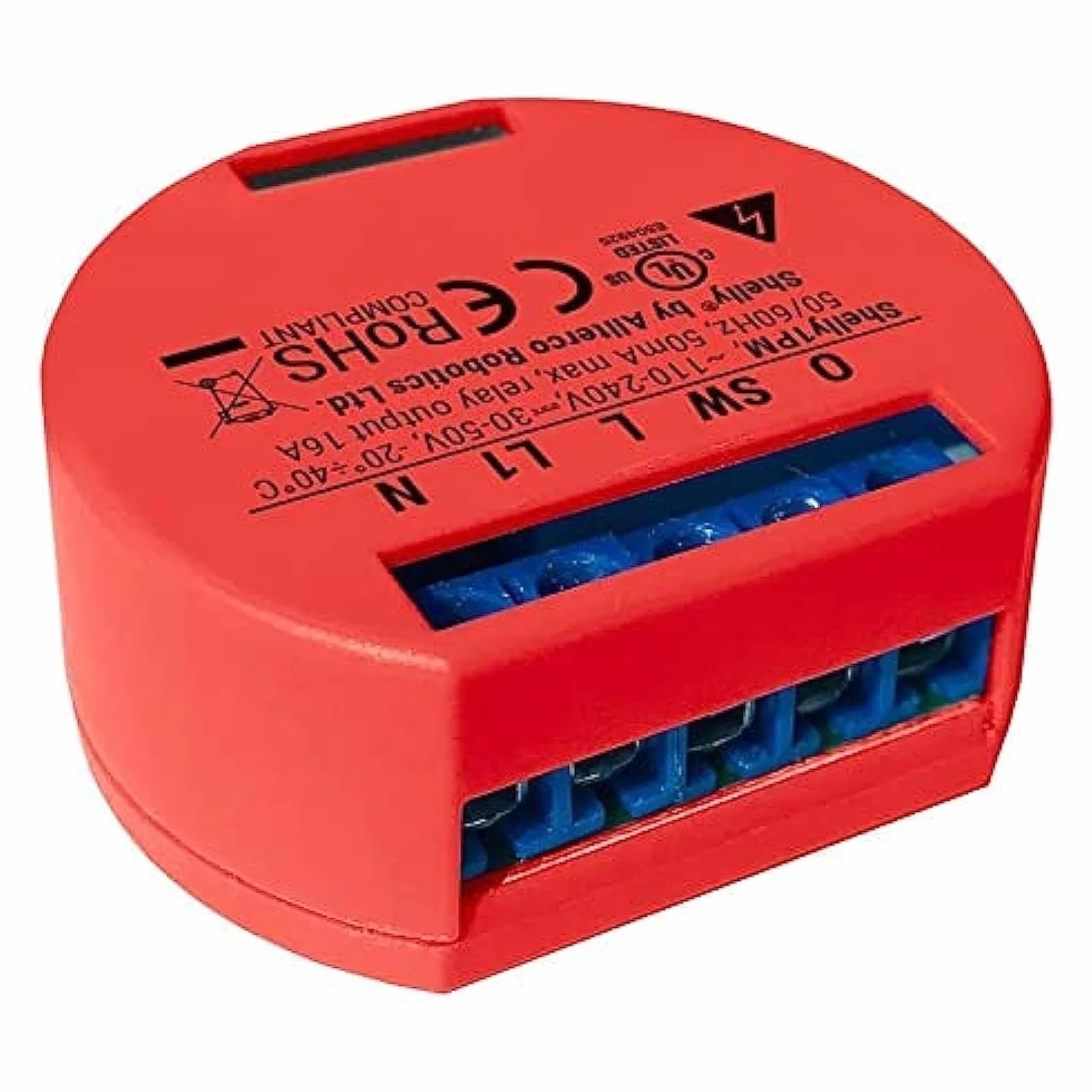 Shelly 1 PM Interruttore Relè Wi-Fi con Wattometro per Controllo Circuito Elettrico, potenza Massima 3.5 kW, Compatibile con Amazon Echo e Google Home, Rosso