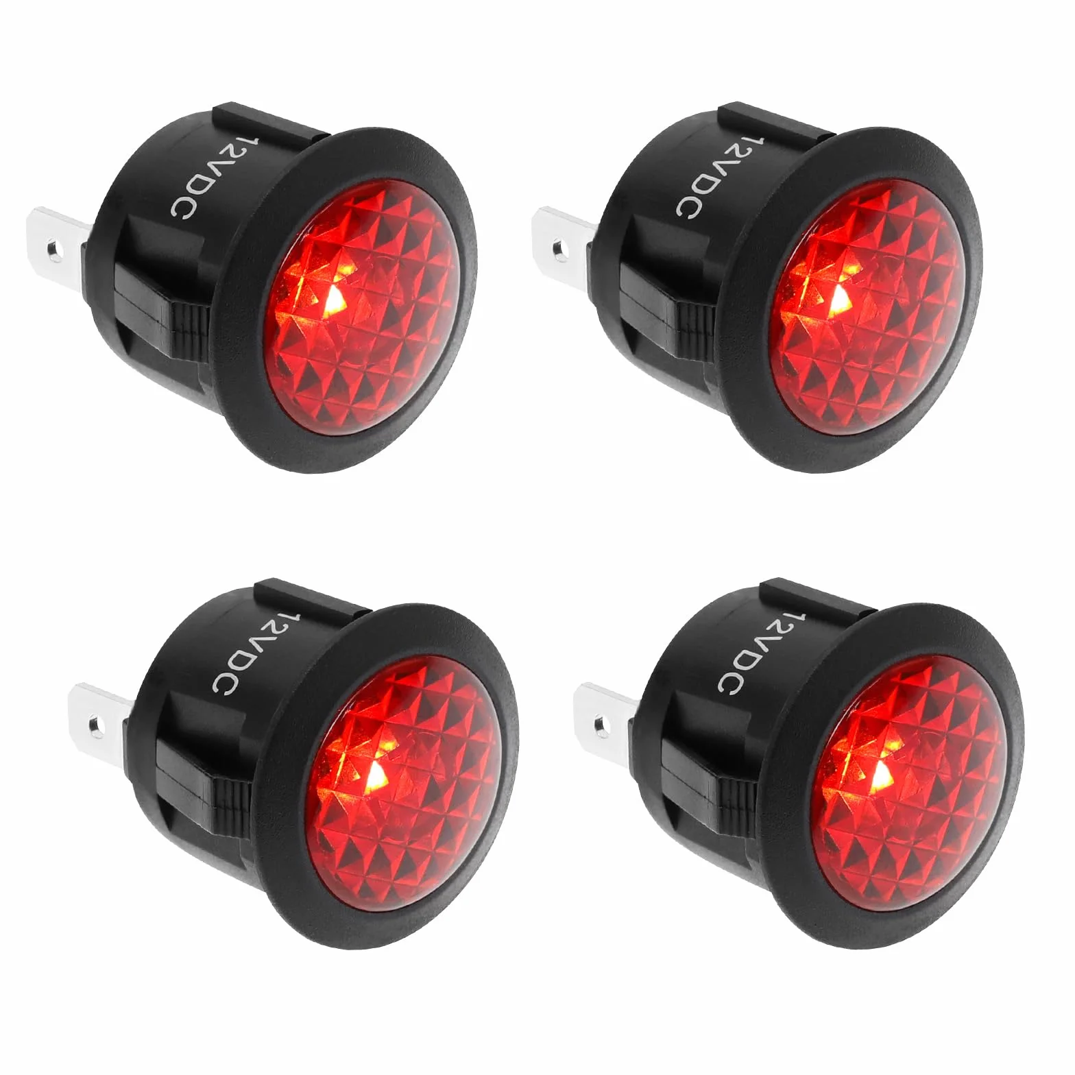 EMSea 4 pezzi Indicatore LED rosso DC 12V 20mm per montaggio su pannello auto