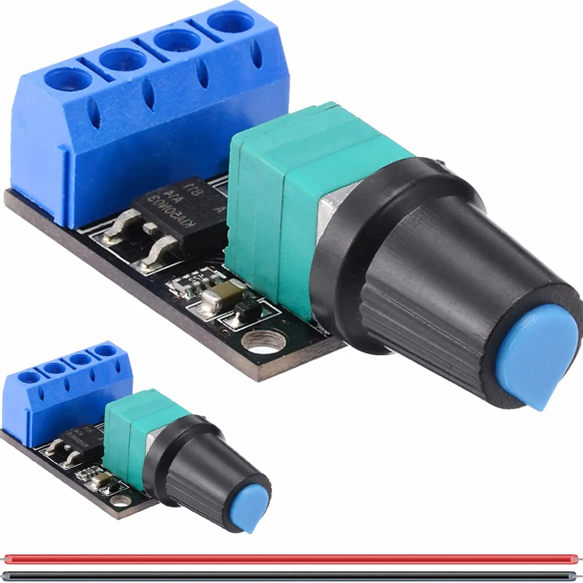 2PCS Mini modulo regolatore di velocità PWM DC Motor Governor 5V-16V 12V Interruttore di controllo della velocità 10A Funzione interruttore Dimmer LED con cavo 24AWG