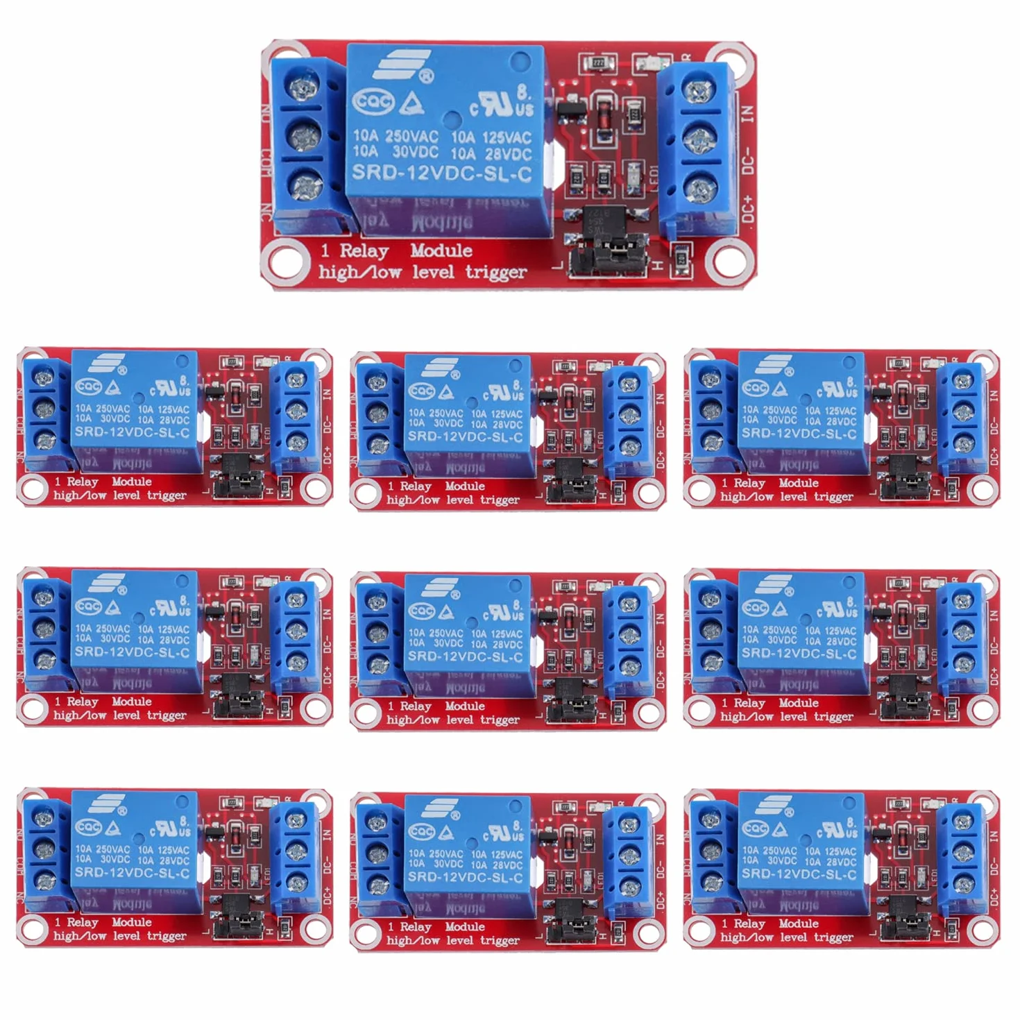 12V Il modulo relè a 1 canale supporta l'isolamento del fotoaccoppiatore di attivazione di livello alto e basso (10 pezzi)