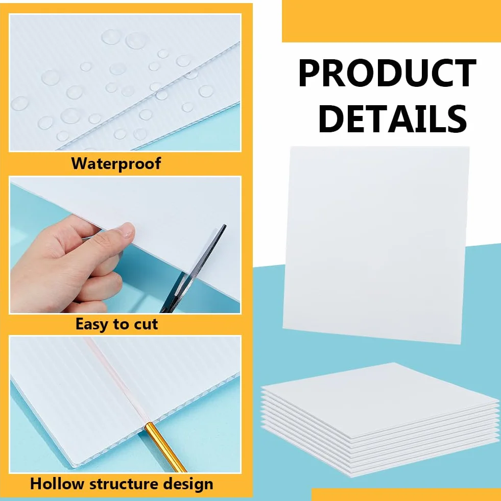BENECREAT 10 fogli di plastica ondulata bianca, 30 x 30 cm, per uffici, esterni, giardino, spessore 3 mm