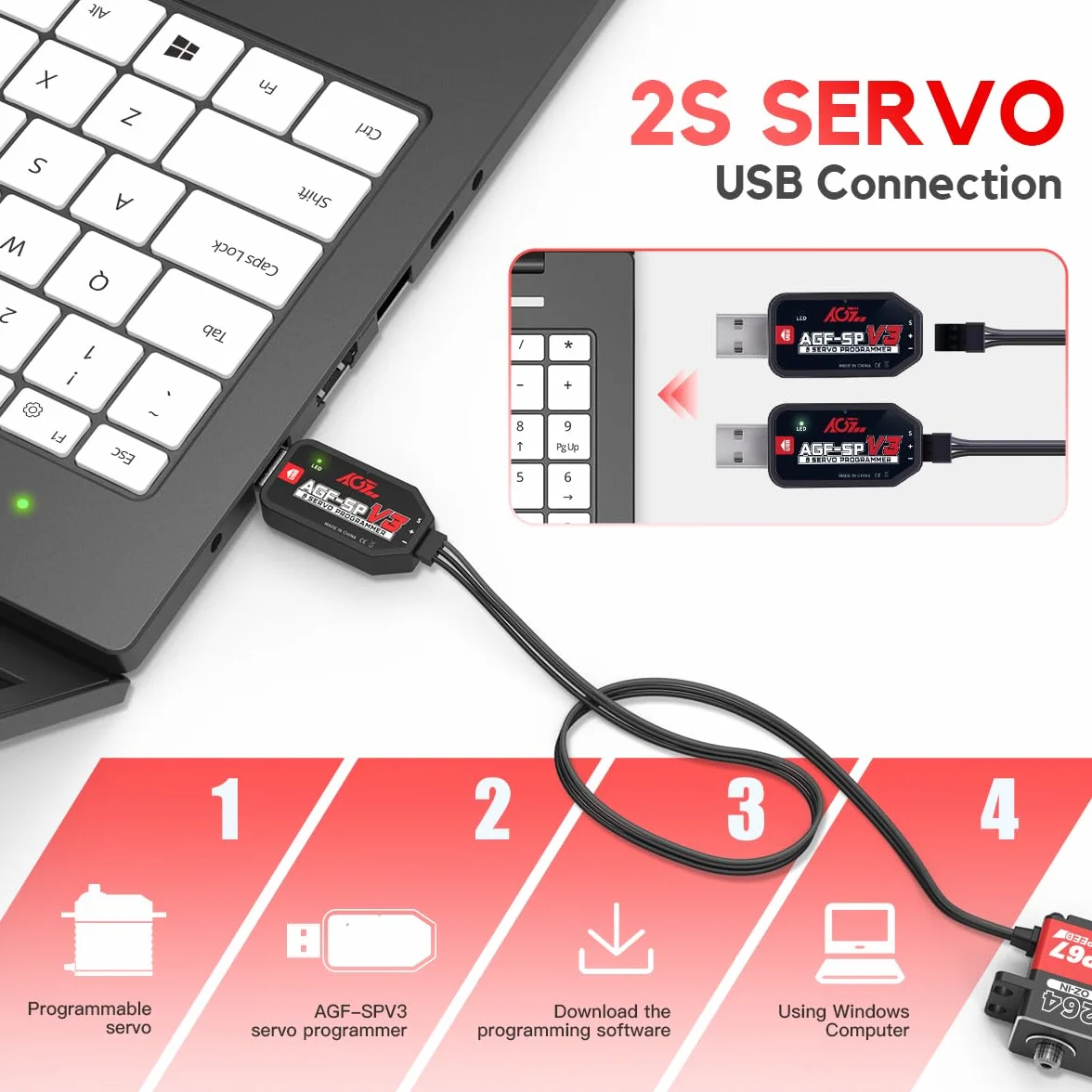 AGFRC Scheda del programmatore del servo di USB per i servi di AGFRC con programmabile marcato (AGF-SPV3)