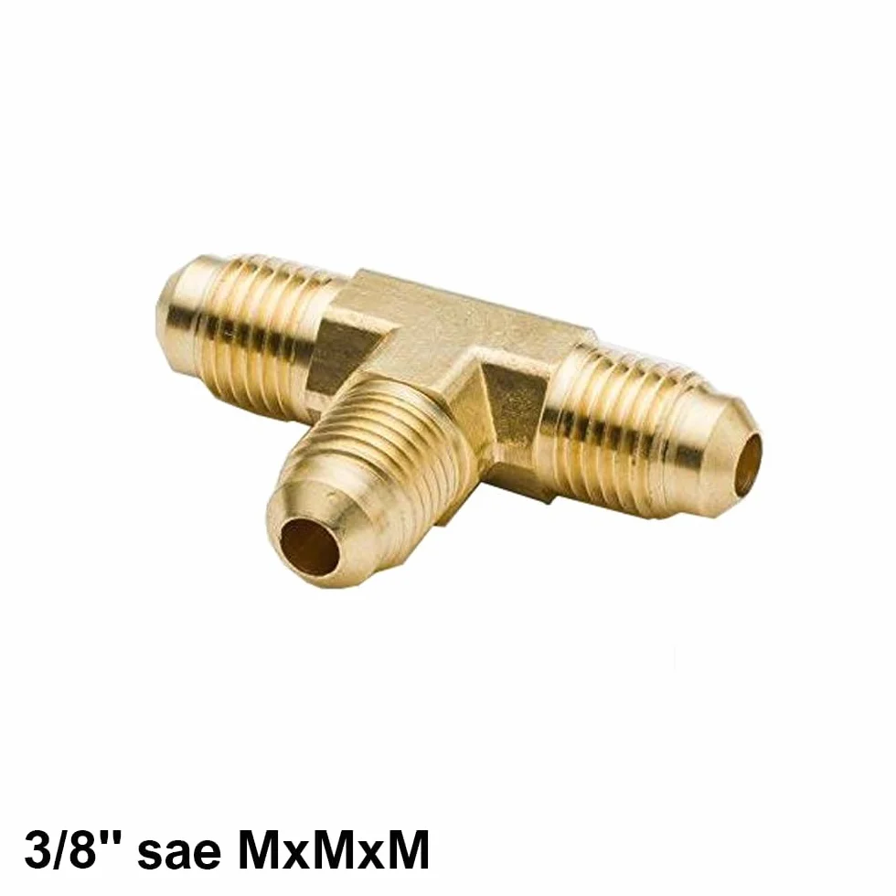 3S SuperSamaStore UT-06 Raccordo a T 3/8" M x M x M Sae, Giunto Tee in Ottone per Condizionatori, Impianti Frigoriferi e Idraulici