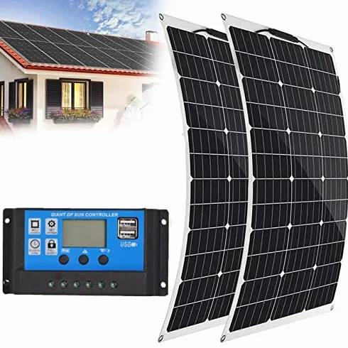 Kit pannello solare 1000W 2PCS 500W, con doppie porte USB, pannello solare flessibile Off Grid System 18V modulo monocristallino fotovoltaico