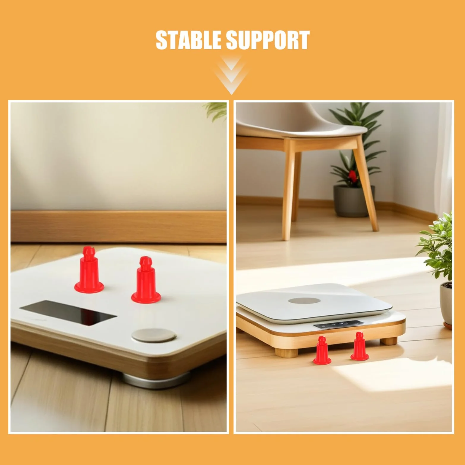 KOMBIUDA 20 Pezzi Supporto in Plastica Rossa per Bilancia Elettronica da Cucina, Piedini Livellanti Antiscivolo per Vassoio Bilancia Fino a 30 Kg