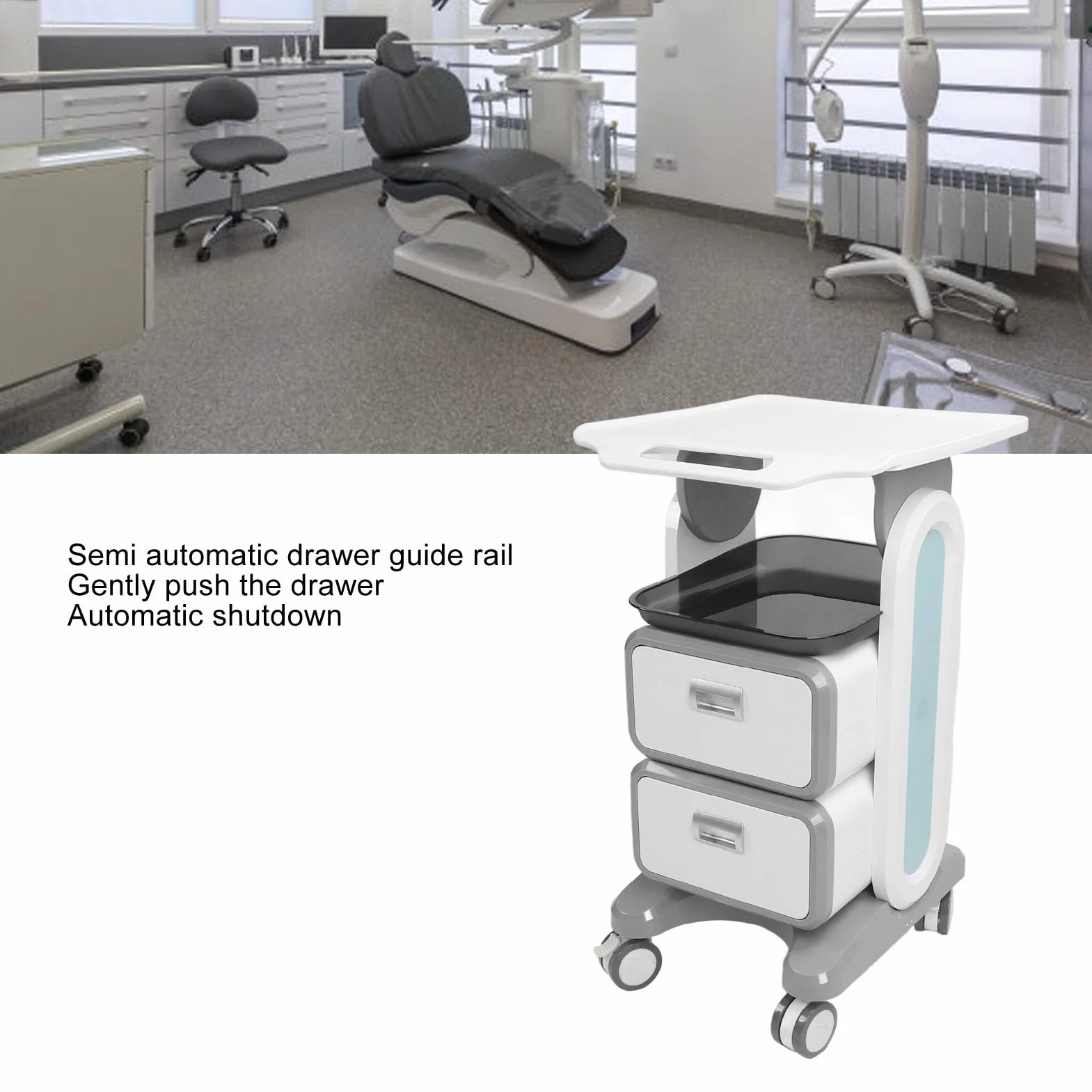 Carrello Medico Mobile con Doppi Cassetti, capacità di Carico di 50 Kg, Design Ergonomico, Ampio Spazio di Archiviazione, per Clinica del Salone di Bellezza