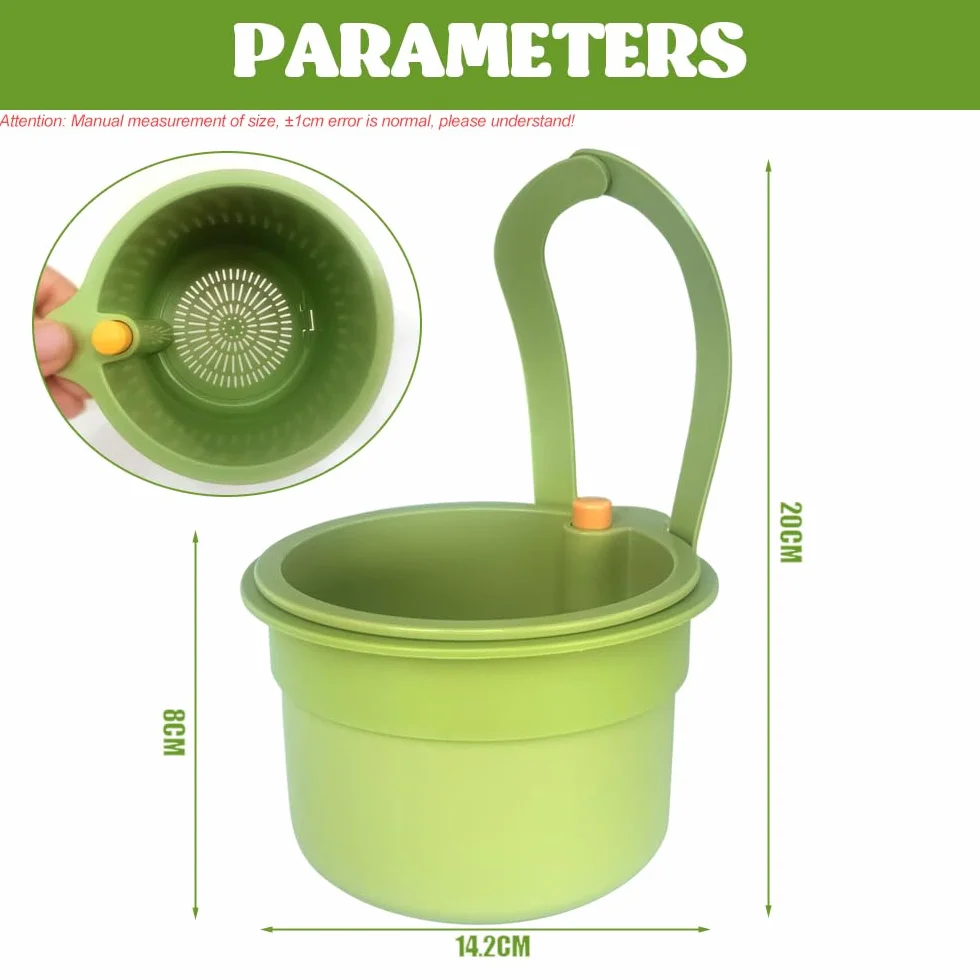 Cestino di scarico per lavello da Appendere, Cestello Filtro per Lavello Cucina, Cestino filtro rimovibile per lavare e scolare, Colino in Plastica Rubinetto con Pulsante a Scatto (Verde)
