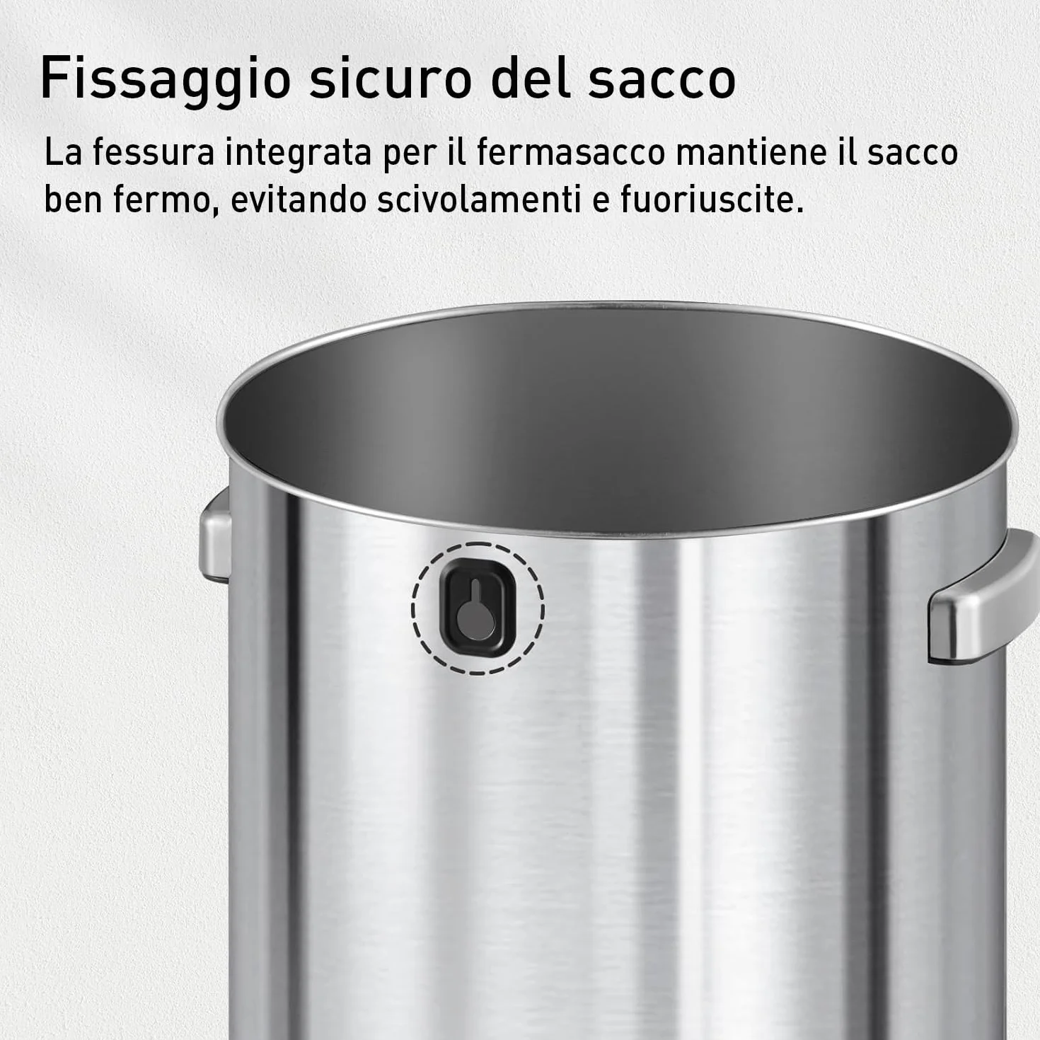 EKO Pattumiera con Coperchio Aperto, Finitura in Acciaio Inox Spazzolato, 90 Litri