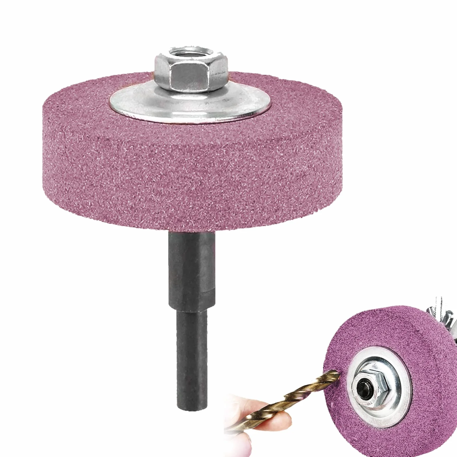 Mola per Trapano, Adattatore e Kit di Lucidatura, Testa di Molatura in Metallo, Diametro Esterno 75 mm ID 10 mm Rosso Chiaro