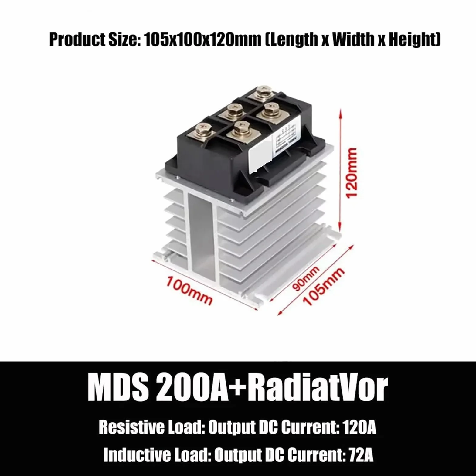 1 pz 36 V 100A 150A raddrizzatore a ponte a diodi trifase MDS200A 1600 V 72 V raddrizzatore a ponte for uso domestico con zavorra dissipatore di calore(MDS-200A)