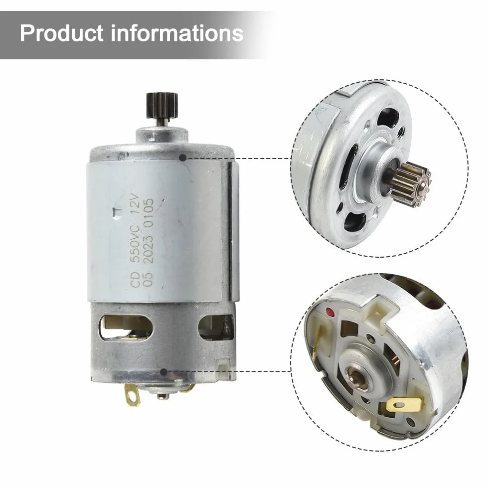 Motore elettrico per trapano elettrico a 9 denti/12 denti, 10 8V/12V/14 4V, affidabile per modello RS550, costruito per prestazioni e longevità (12 V 9 denti)
