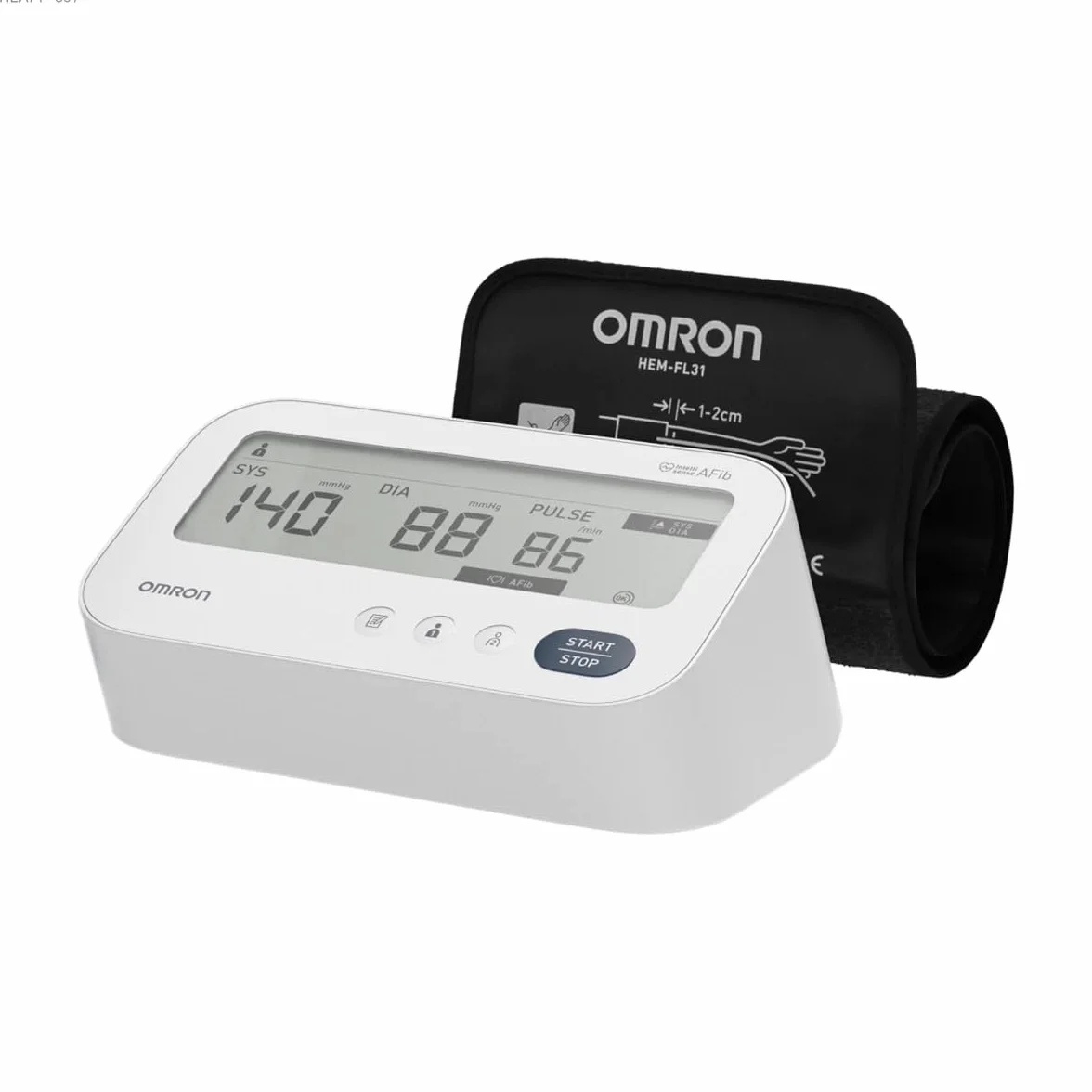 OMRON M3 Comfort AFib - Sfigmomanometro automatico della parte superiore del braccio, rilevamento della fibrillazione atriale + manicotto IntelliWrap, misurazione 3 volte