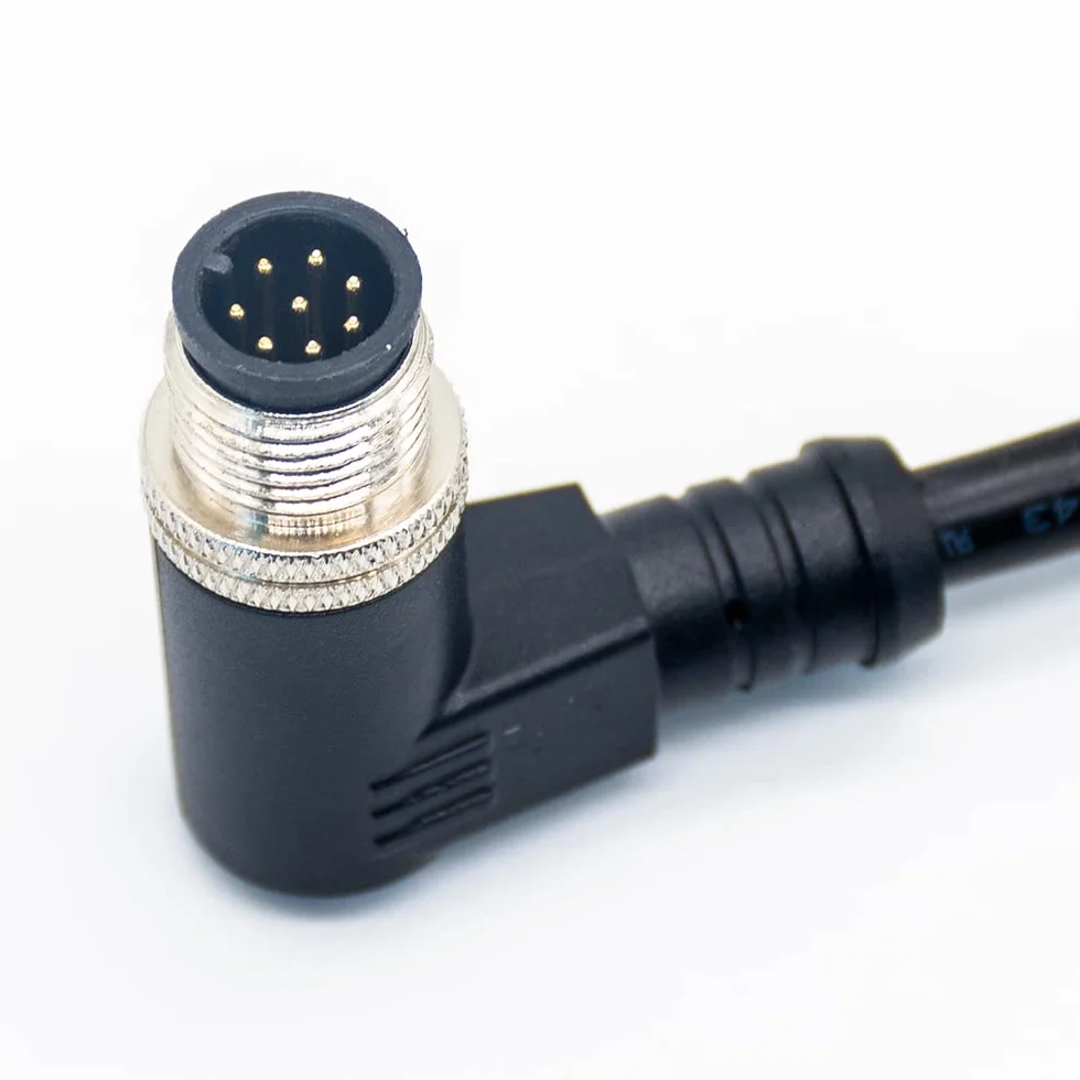 Elecbee 10 pezzi M12 maschio 8 pin cavo di stampaggio ad angolo retto 3meter AWG24 A codice