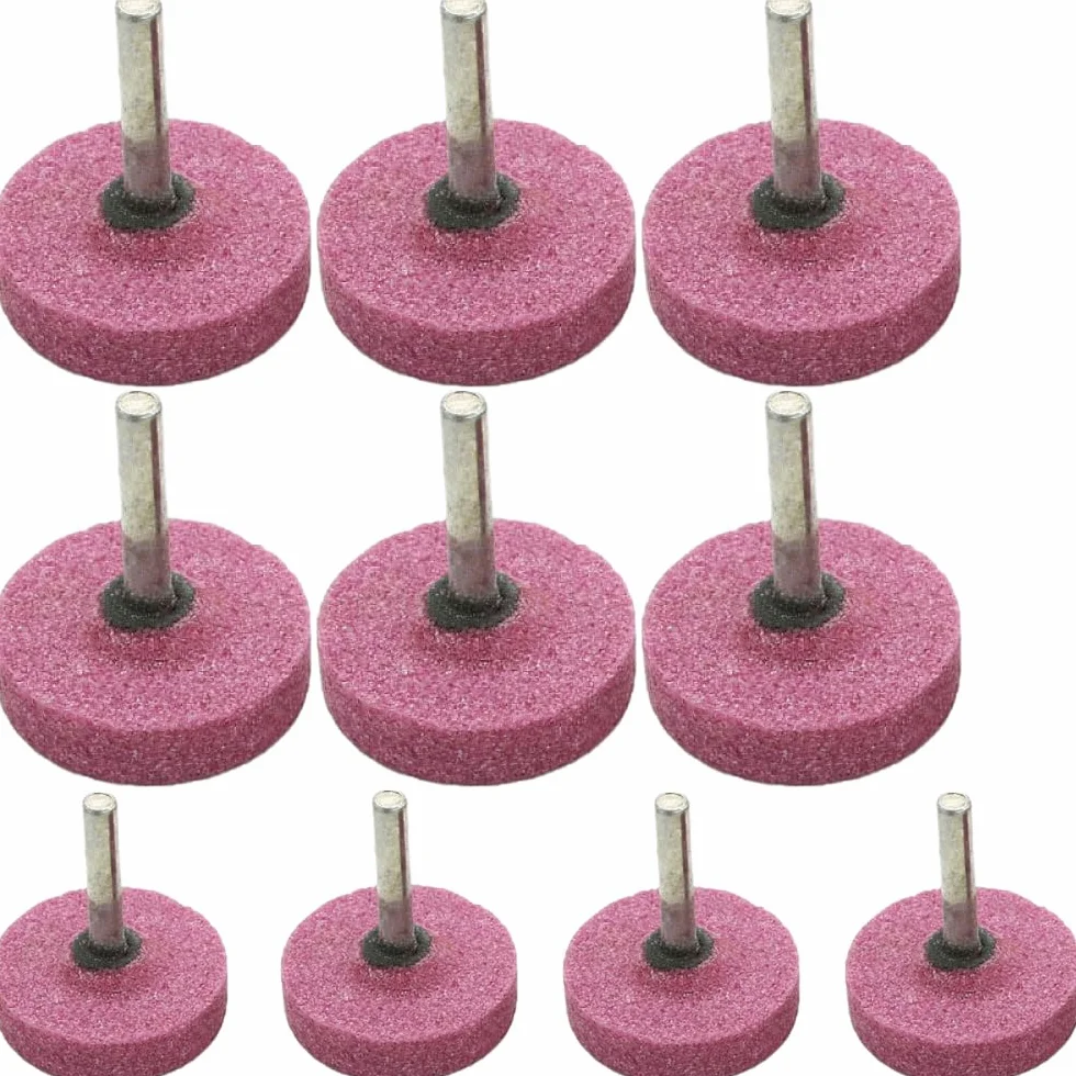 10 dischi abrasivi in corindone rosso con pietra focaia, disco abrasivo a T con gambo da 6 mm, per gioielli in metallo (40 mm x 10 mm)