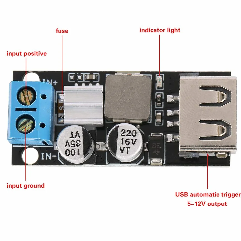 Modulo di tensione DC-DC 12V 24V 6V-32V a 5V QC 3.0 Convertitore di tensione USB