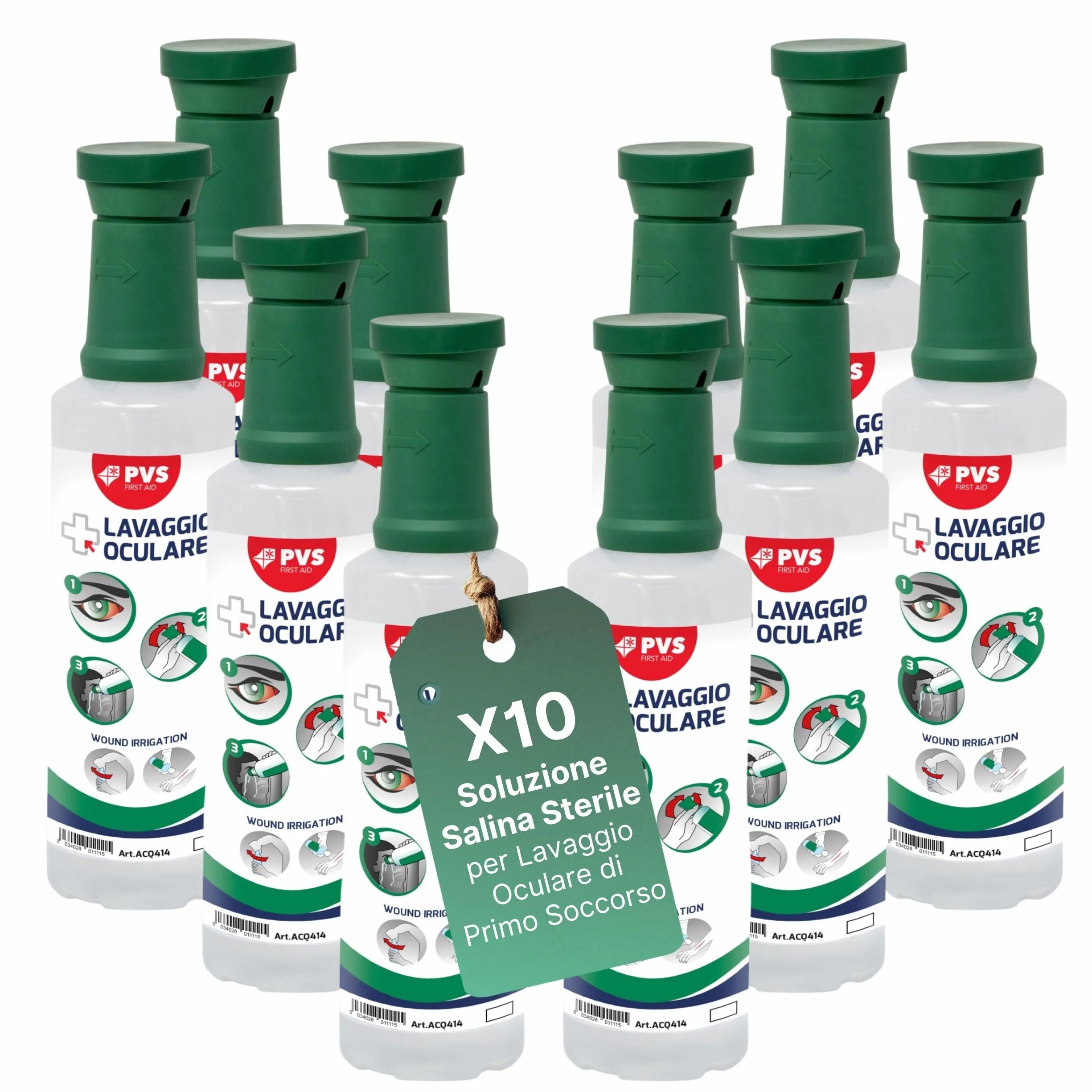 REMEDIA ONE - Soluzione Salina Sterile per Lavaggio Oculare di Primo Soccorso 10 pz - Flacone 500 ml con Tappo Monouso
