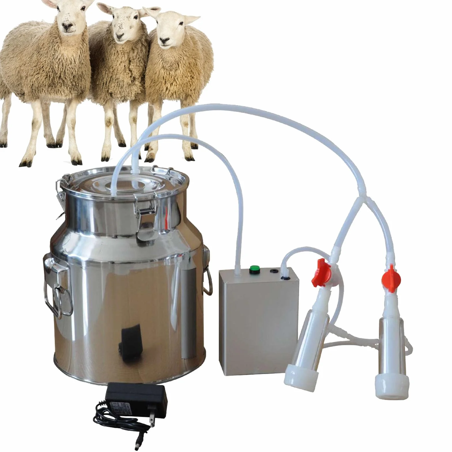 Mucca Pecora Mungitrice, Mungitrice Elettrica Portatile Mungitrice a Impulsi Mungitrice Kit per Capra Domestica Fattoria Domesti con Mungitrice in acciaio Inossidabile(14L, per Capra)