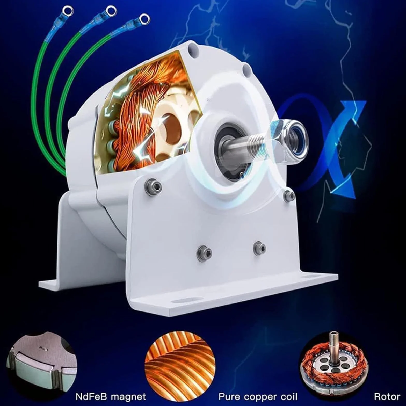 Generatore a Magneti Permanenti 3000W/5000W/8000W/10000W Dinamo 12V 24V 48V Generatore Elettrico Trifase Uso Dell'alternatore CA per Turbina eolica ad Acqua,10000W-24V