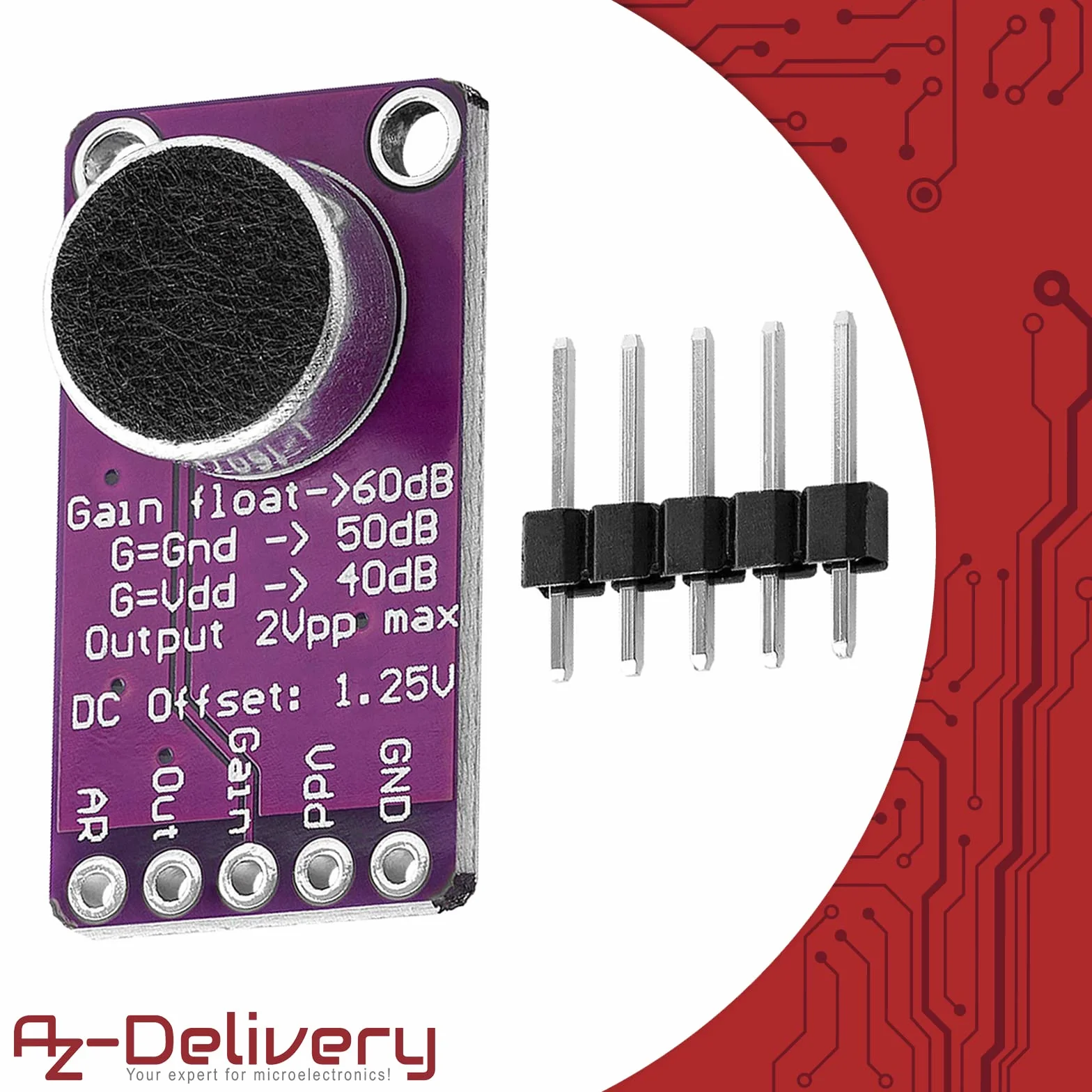 AZDelivery Max9814 Modulo Amplificatore Microfono AGC compatibile con Arduino incluso un E-Book!