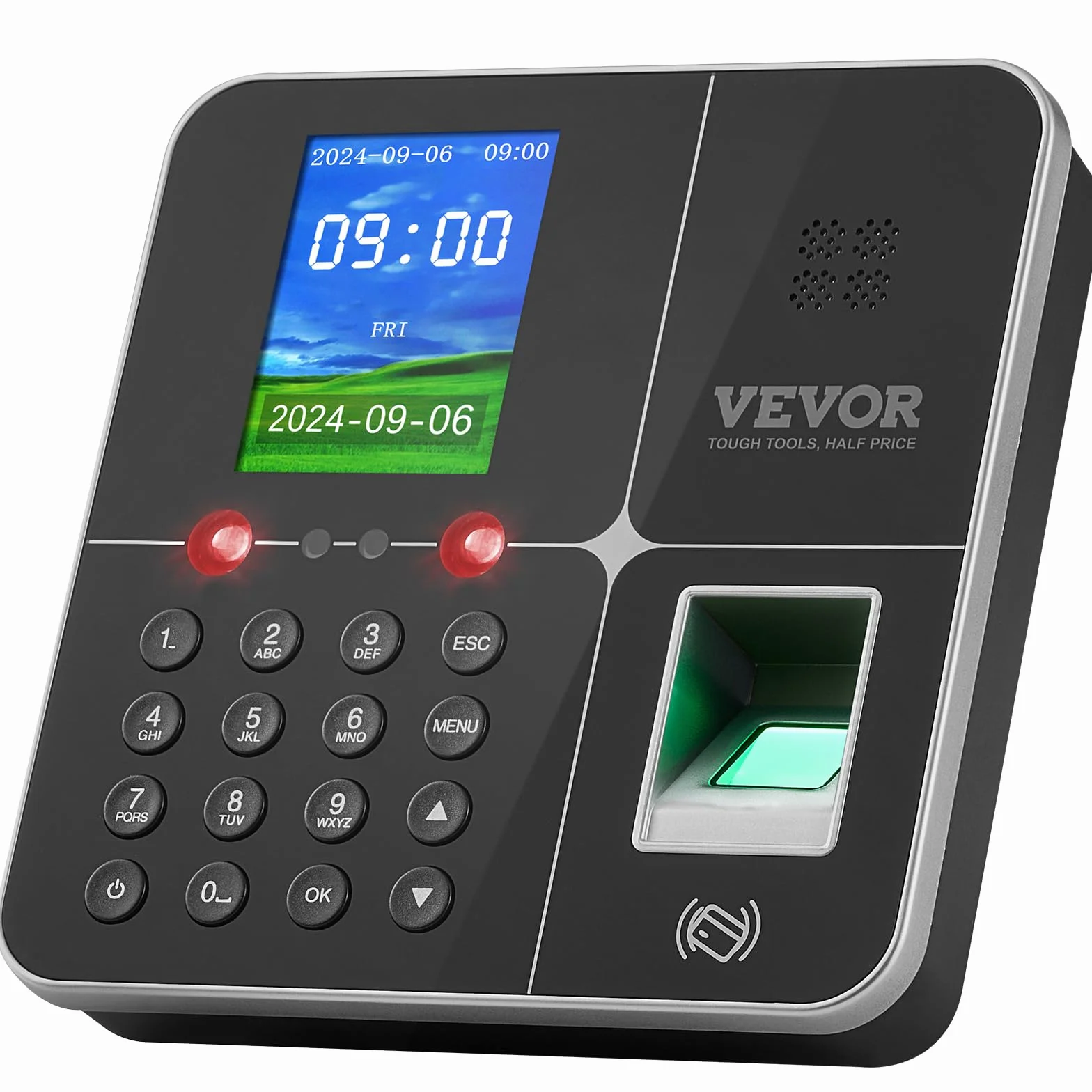 VEVOR Macchina Biometrica per Rilevazione delle Presenze dei Dipendenti con riconoscimento facciale, Impronta Digitale, Carte RFID e Immissione PIN, Orologio Biometrico Indipendente, Supporta 5 Lingue