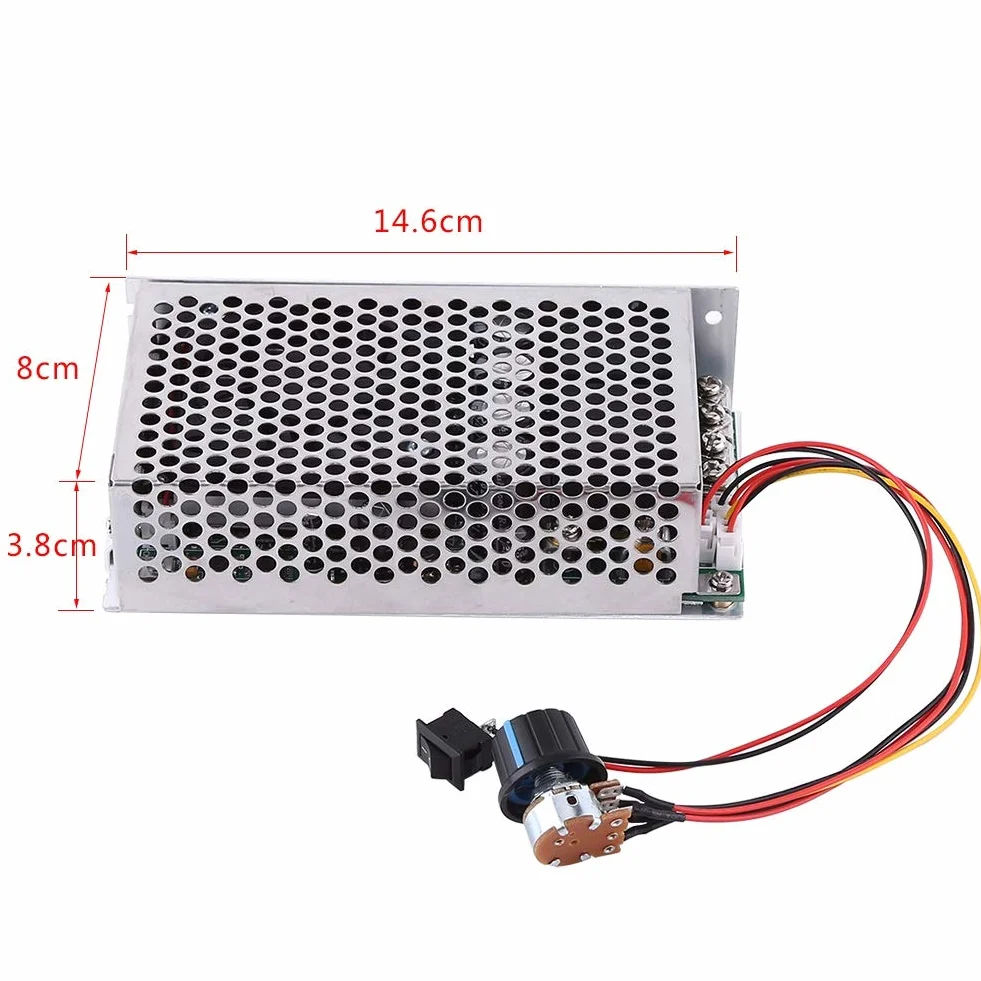 Jadeshay Regolatore di Velocità,3000W 100A 10-50V CC PWM Regolatore del Regolatore di Velocità del Motore Regolabile,con Interruttore e Potenziometro Reversibile