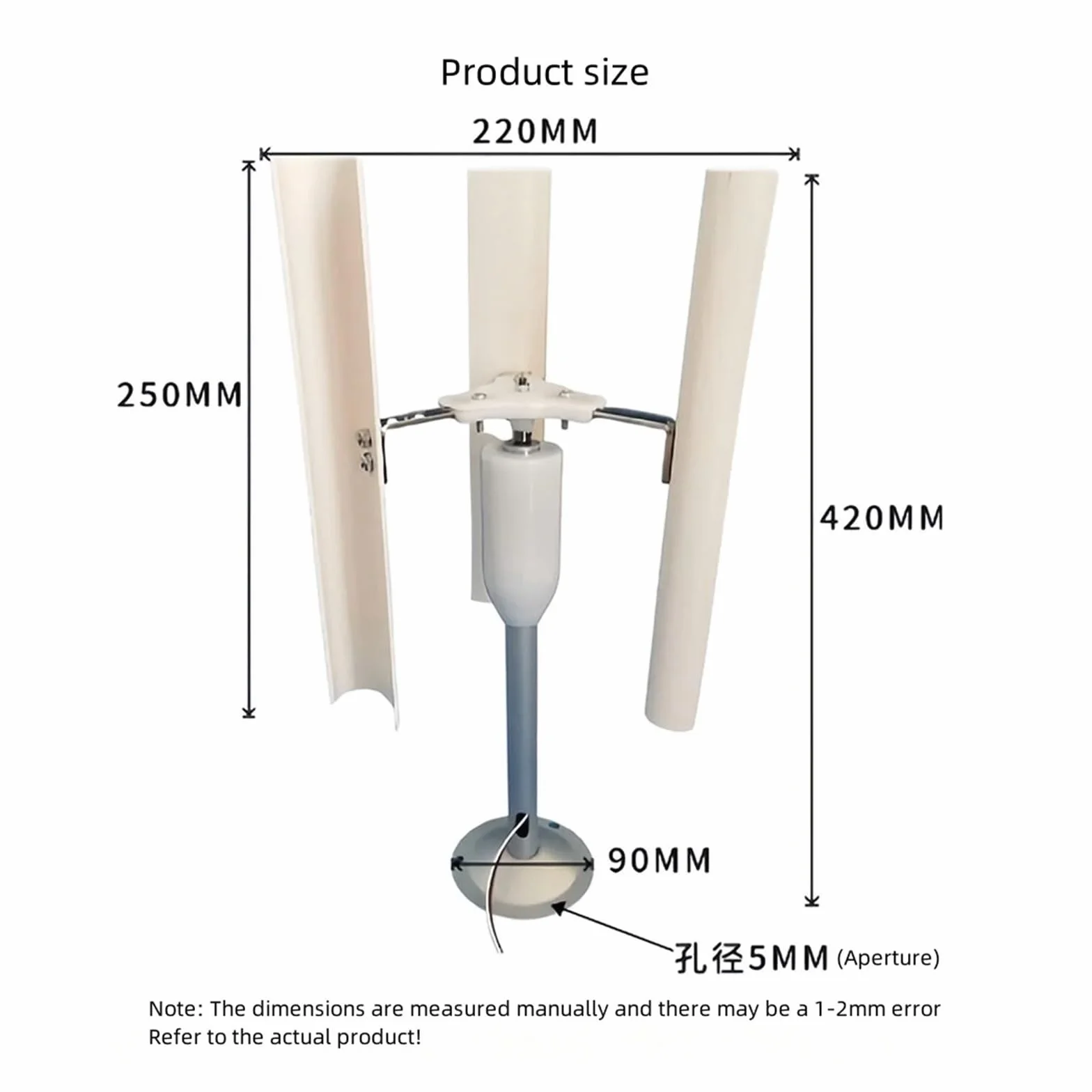 Mini generatore eolico Modello di generatore eolico verticale a tre pale senza rumore Generatore senza spazzole a magneti permanenti trifase Strumenti portatili for mulini a vento a bassa velocità per