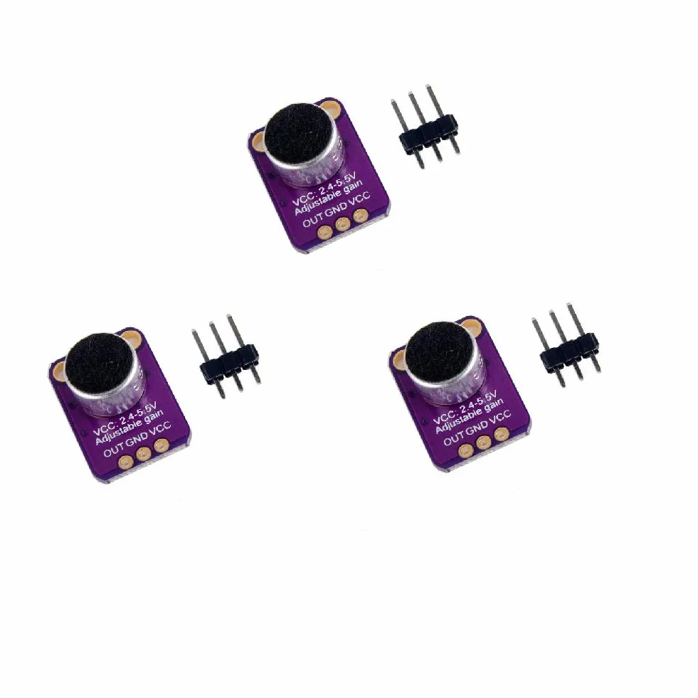 DollaTek 3Pcs Amplificatore per Microfono Electret MAX4466 Modulo Guadagno Regolabile Blu Breakout Board per Arduino