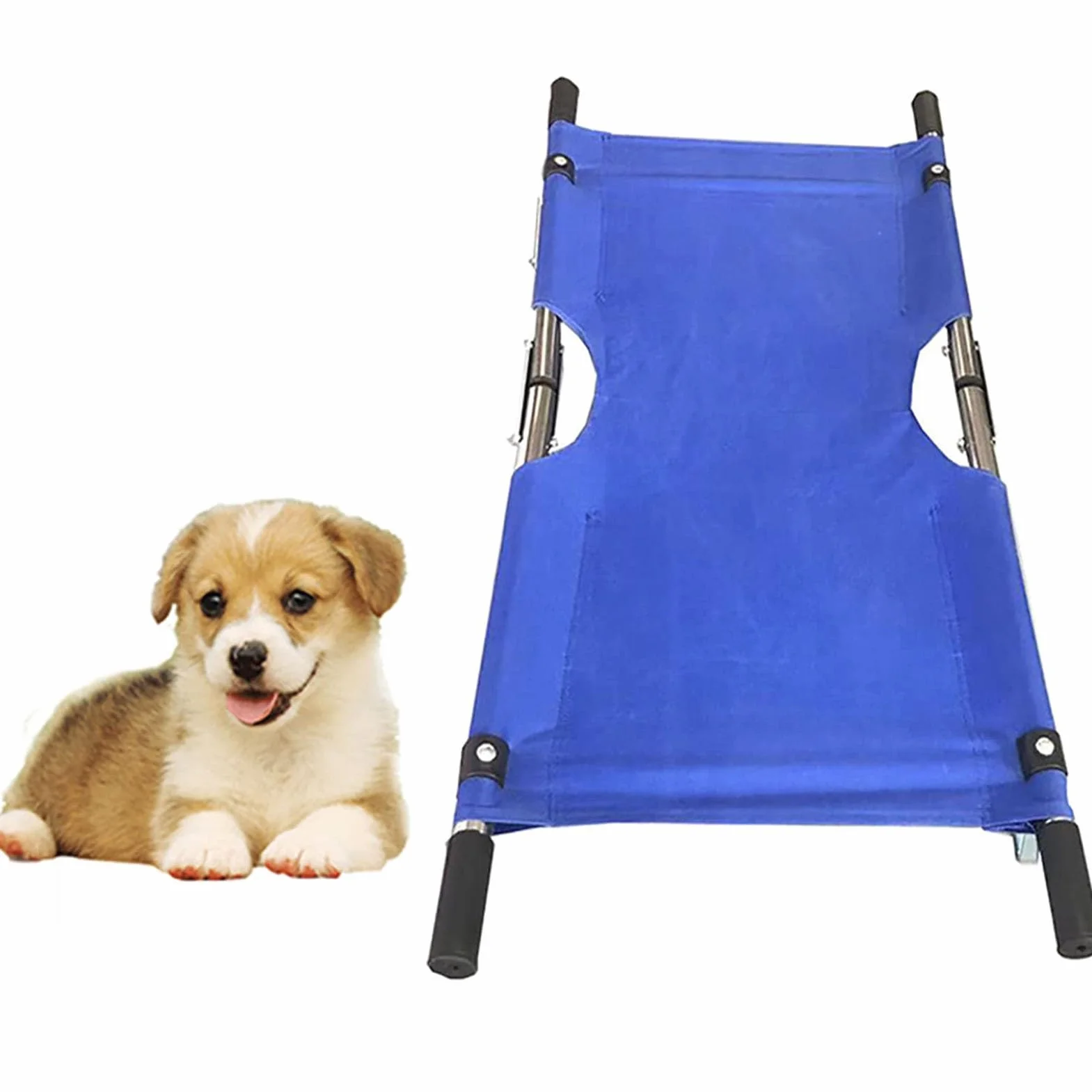 Barella per animali con ruote, barella da trasporto per cani, carrello da trasporto in acciaio inox, barella per animali, barella per animali con cinghia di sicurezza, impermeabile(Blue)
