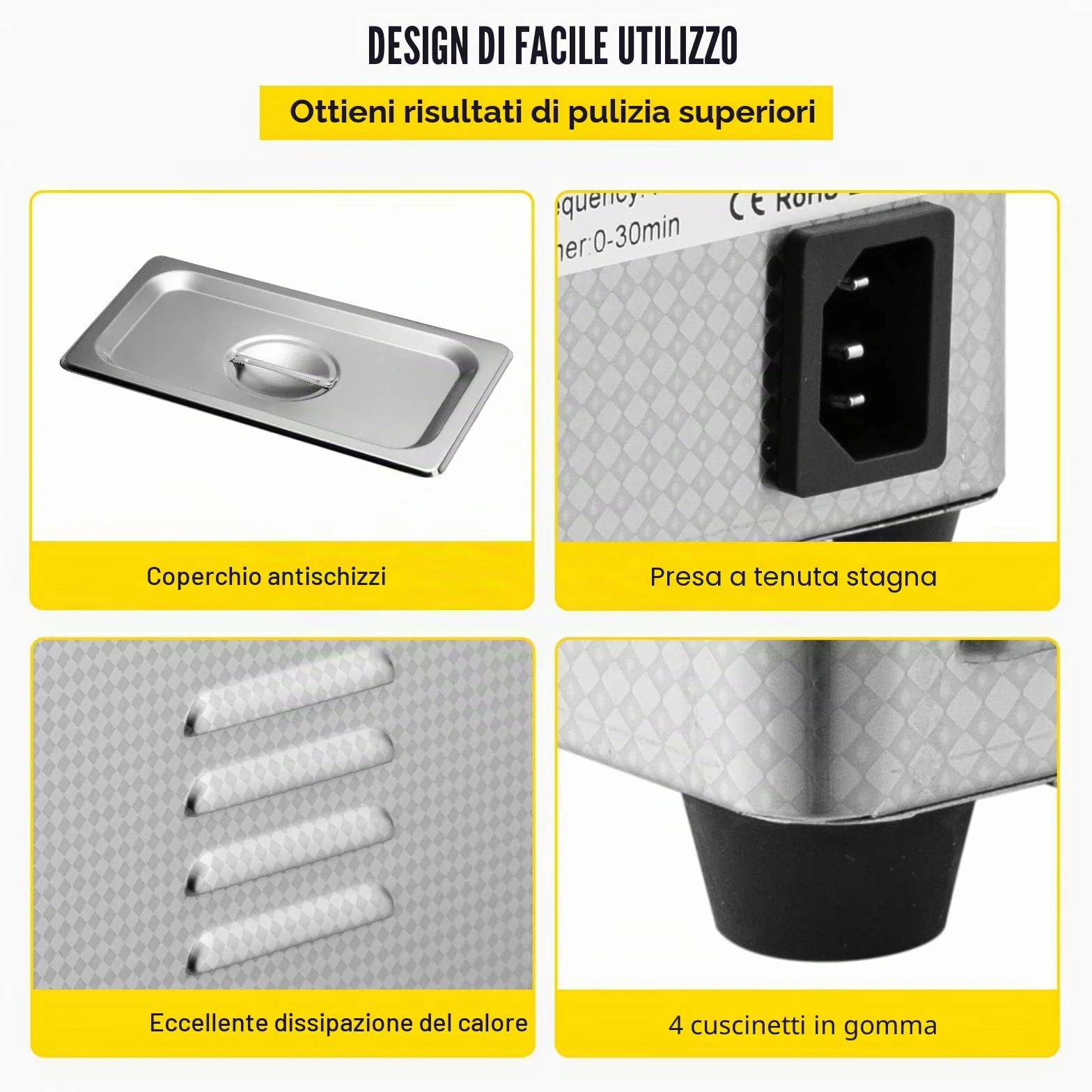 VEVOR Pulitore a ultrasuoni 800ml, 35W Pulitore ultrasonico professionale in acciaio inossidabile, potente macchina di pulizia ad ultrasuoni a frequenza di 40 kHz con display LED per gioielli, orologi