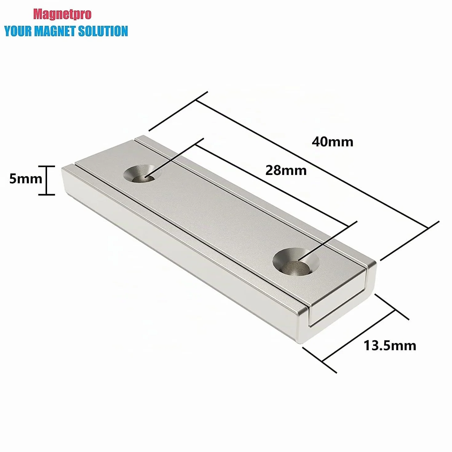 Magneti rettangolari 20 kg 40 x 13,5 x 5 mm con foro svasato e capsula per uso domestico e industriale