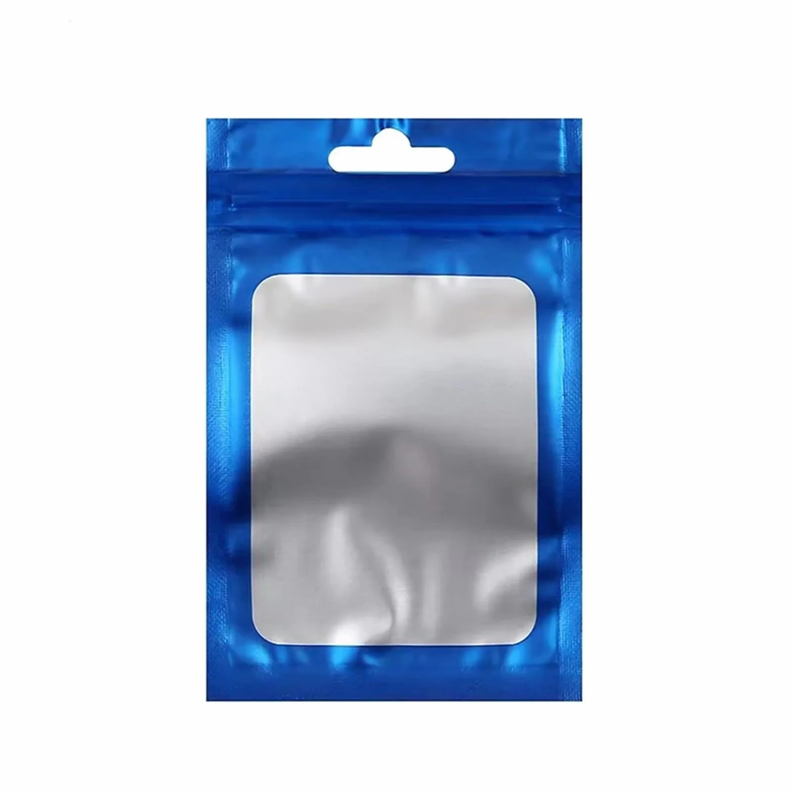 Sacchetti Mylar, sacchetti richiudibili, 100 pezzi di sacchetti di alluminio colorati con chiusura a zip, foro for appendere, finestra trasparente opaca, chiusura lampo autoadesiva(Blue,18X26CM-OTHER)