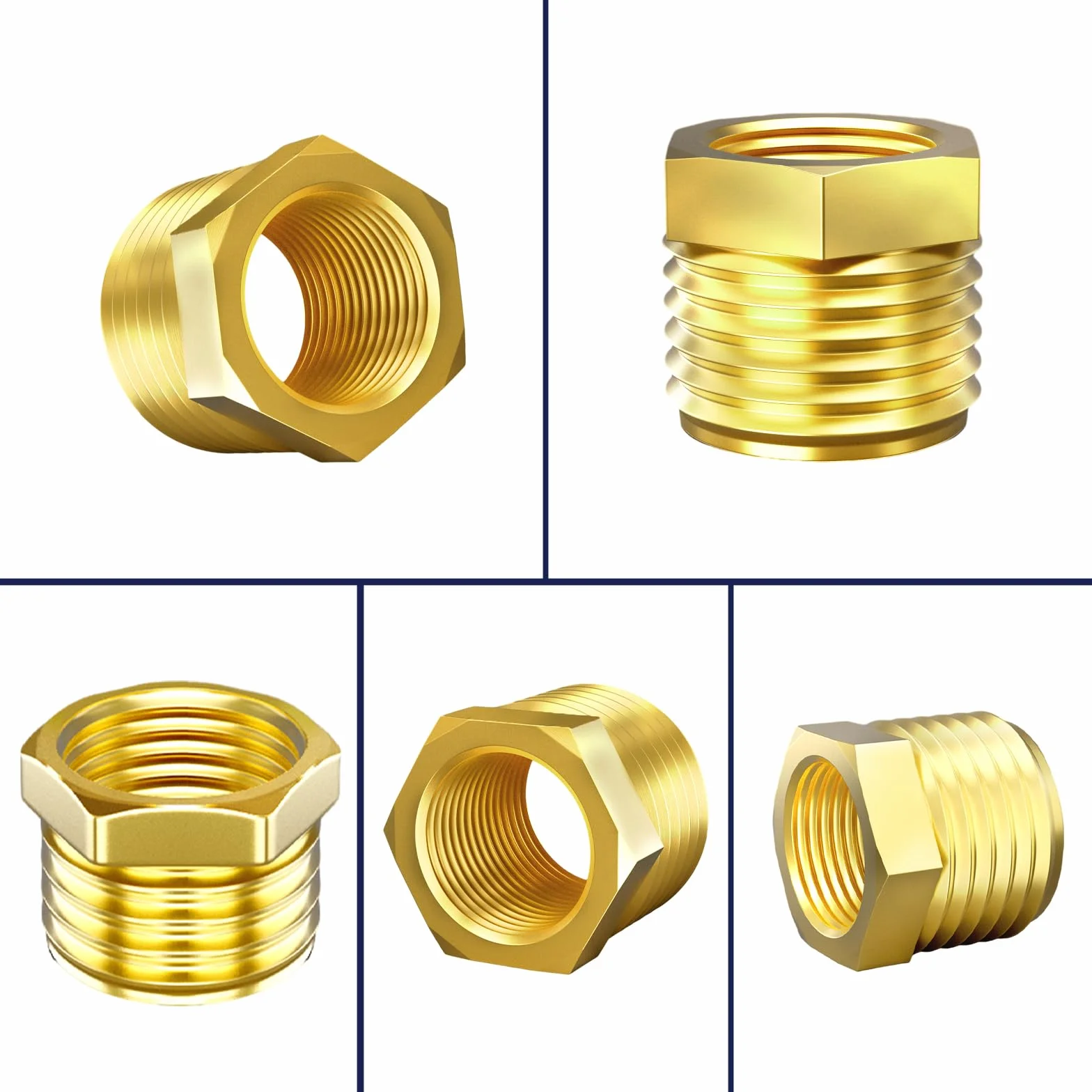 Riduttore in ottone 1/8 a 1/4 pollici filettatura esterna 1/4" x interna 1/8" raccordo per tubo 6 pezzi