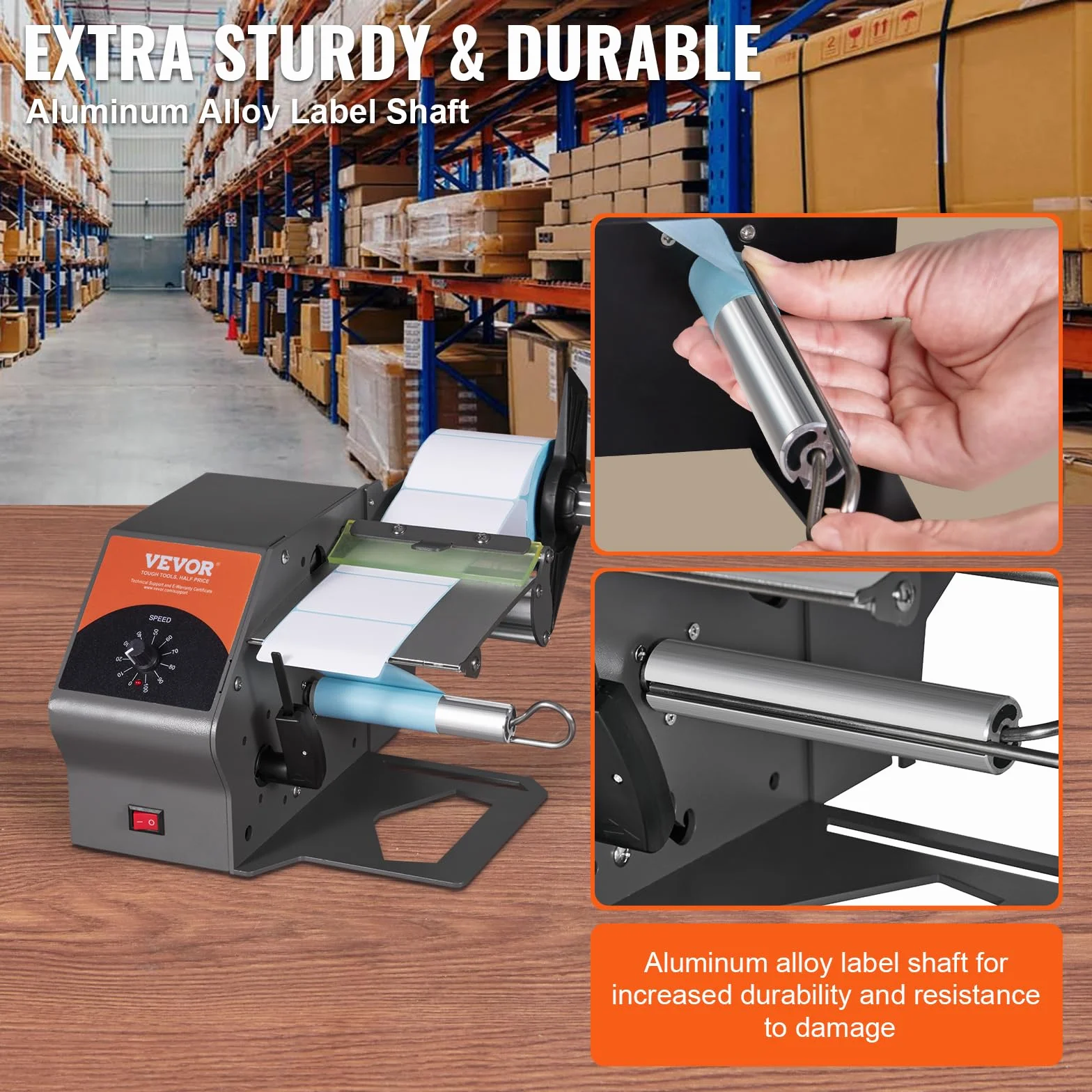 VEVOR Etichettatrice Semiautomatica, 20-50 Pezzi/min, Applicatore di Etichette, Etichettatrice Velocità Regolabile Larghezza Etichetta tra 5-115mm per Etichette Trasparente da Magazzino Supermercato
